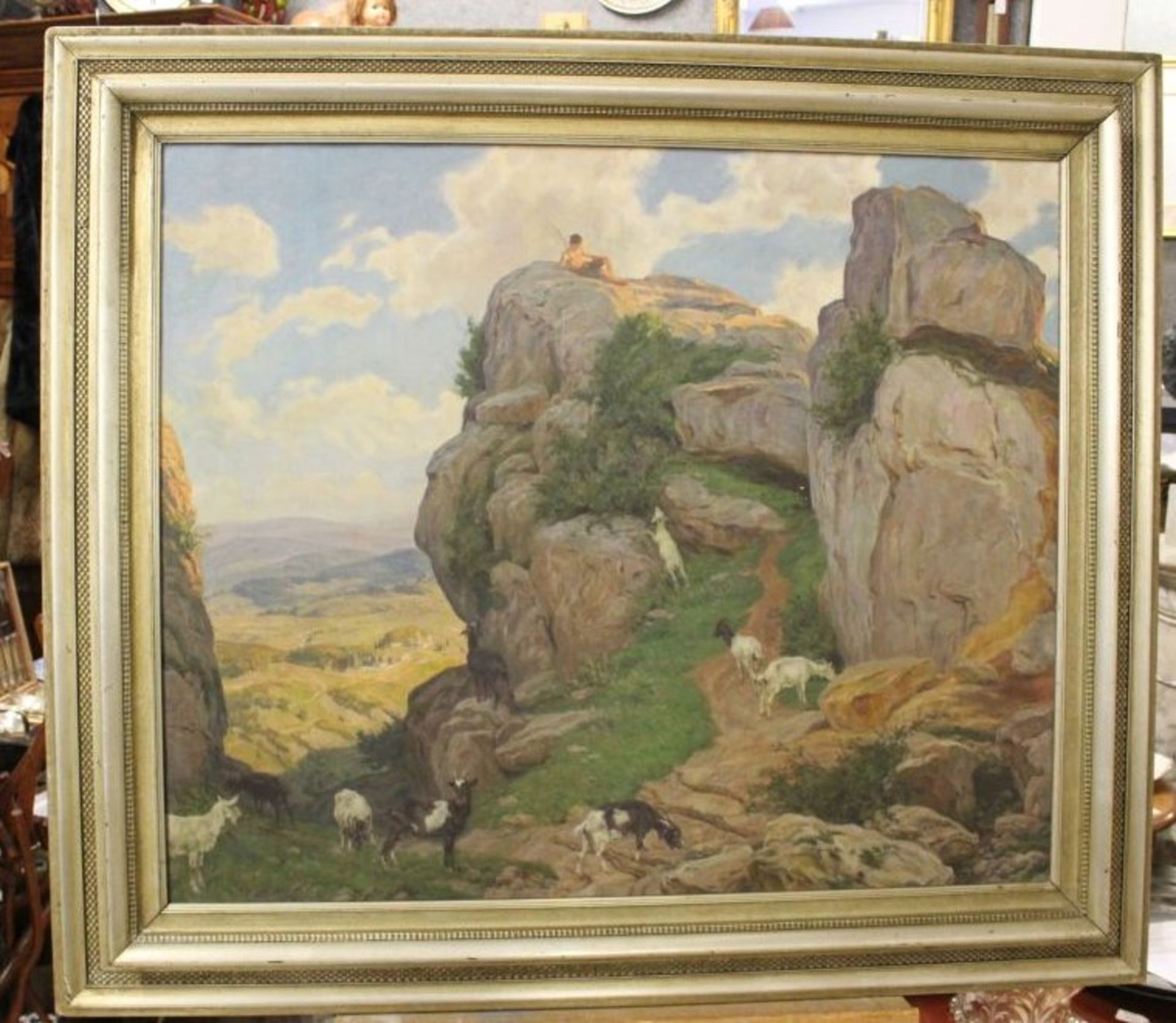 Otto ROLOFF (1882-1985) " italienischer Hütejunge mit Ziegen", Öl/Leinwand, gerahmt, RG 94 x 108 - Bild 3 aus 3