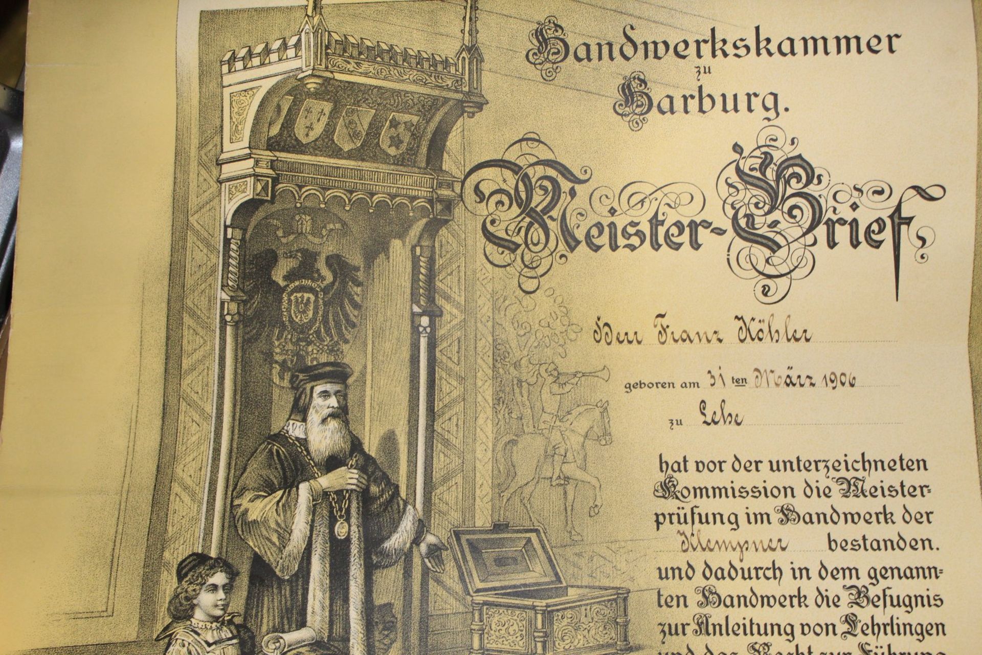 Lot Papiere, Meisterbrief, Wander-Buch, Handwerskammer, Reichsmusikkammer etc., ca. 1930-1945 - Bild 10 aus 10