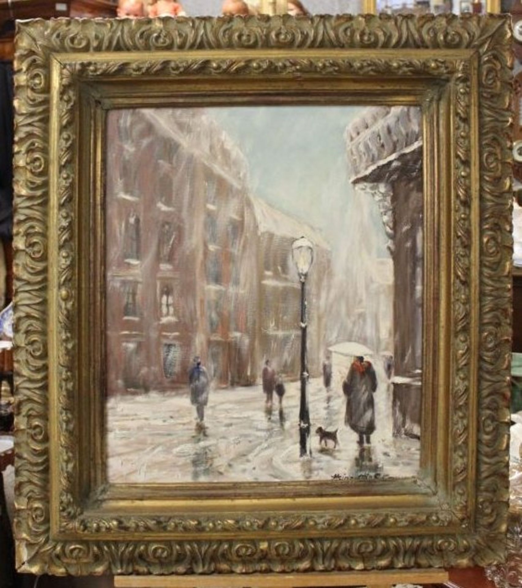 Heinz SIEWERT (XX) "winterliche Strassenszene", Öl/Leinwand, gerahmt, RG 95 x 85cm. - Bild 3 aus 3