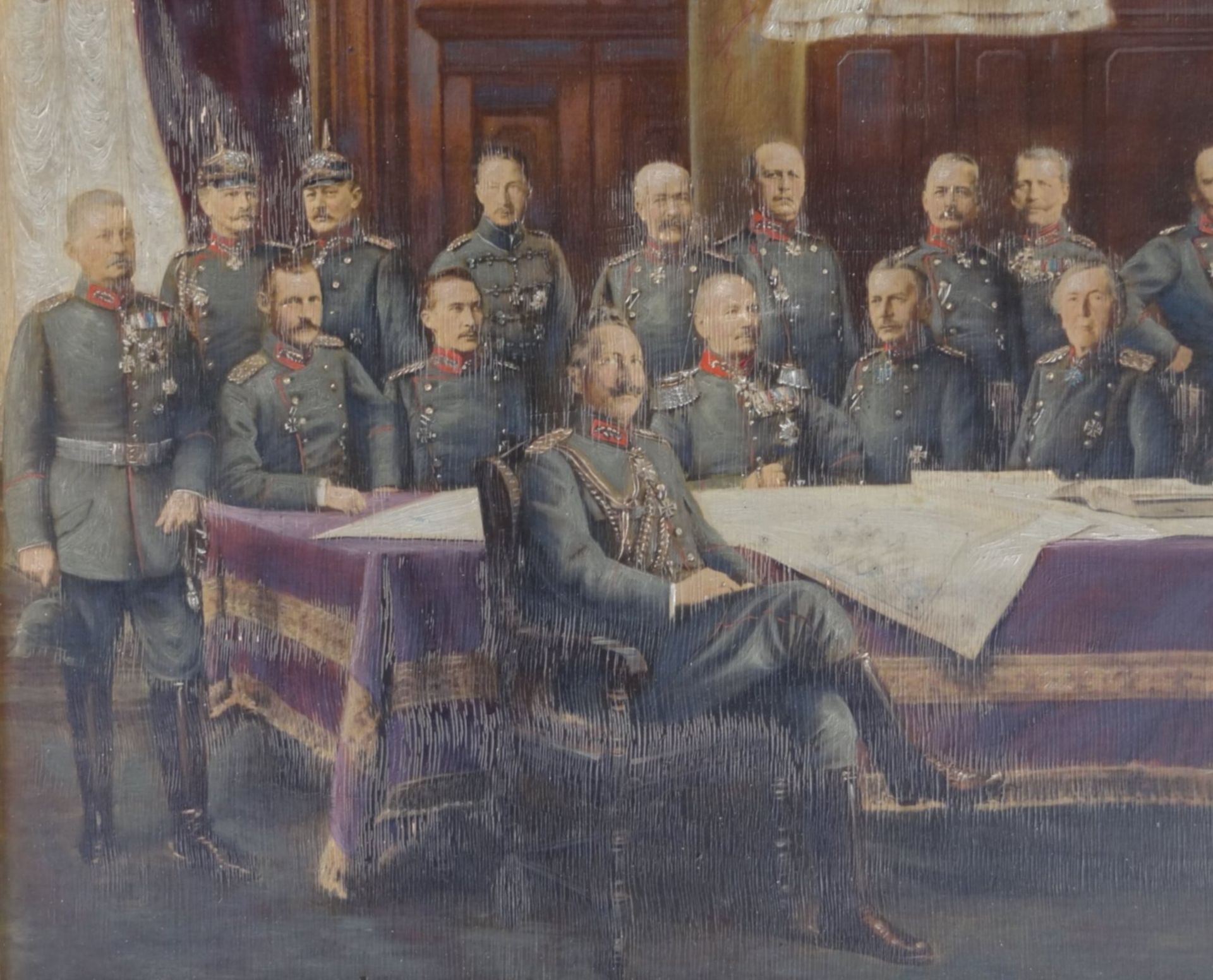 A. Pasche ", Kaiser Wilhelm II., Prinzen, Generalstab", wohl nachgemaltes Foto??, gerahmt, RG - Bild 3 aus 6