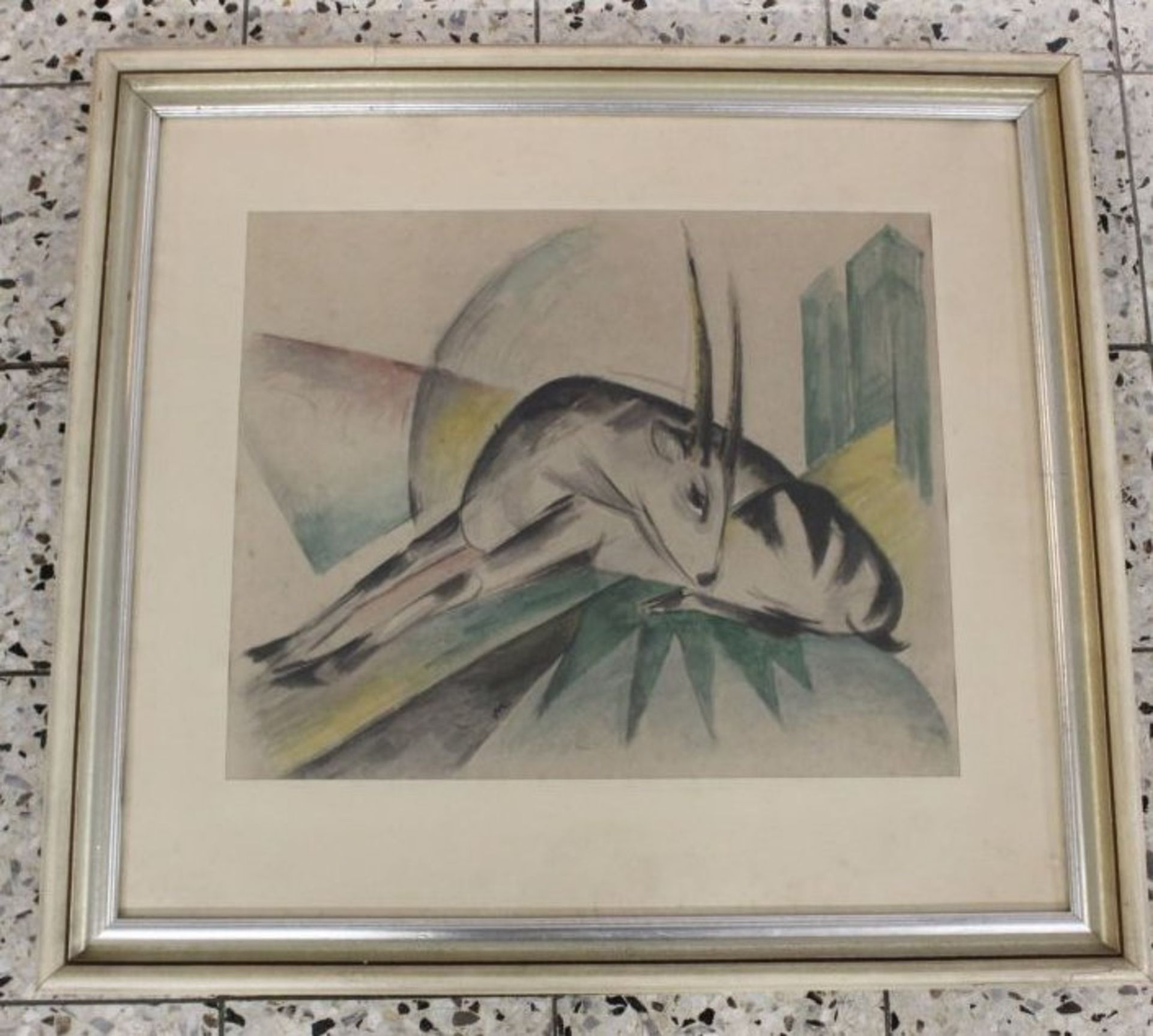 Franz MARC (1880-1916) Monogram "M", liegende Antilope, Lithografie, gerahmt/Glas, RG 61 x 67cm. - Bild 3 aus 3