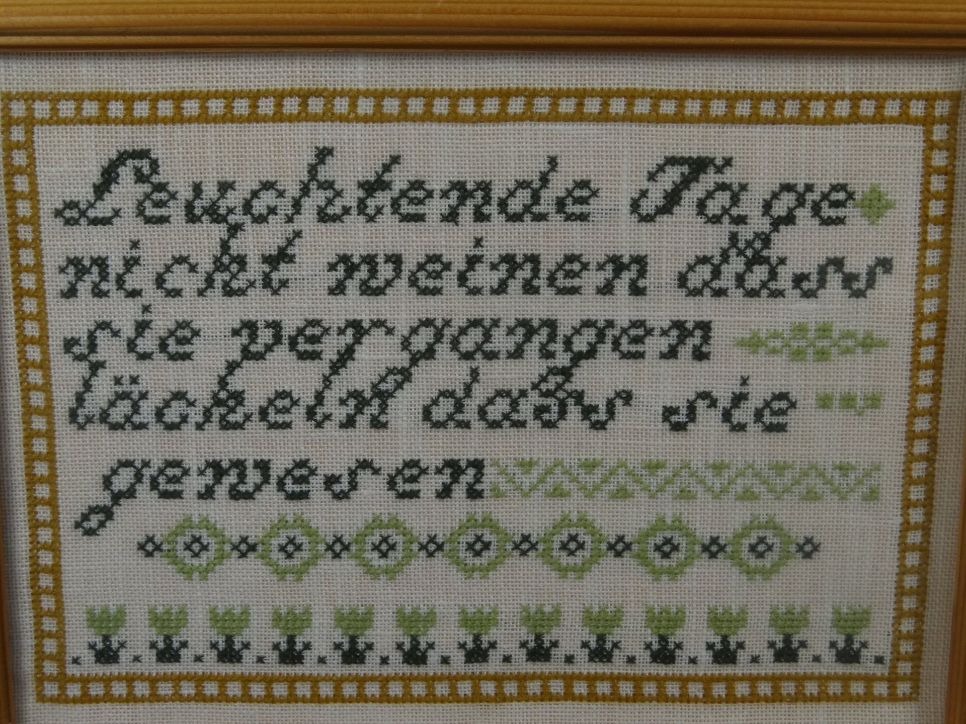 Sticktuch gerahmt mit Spruch, hinter Glas, RG 20x26,5 cm - Image 2 of 3