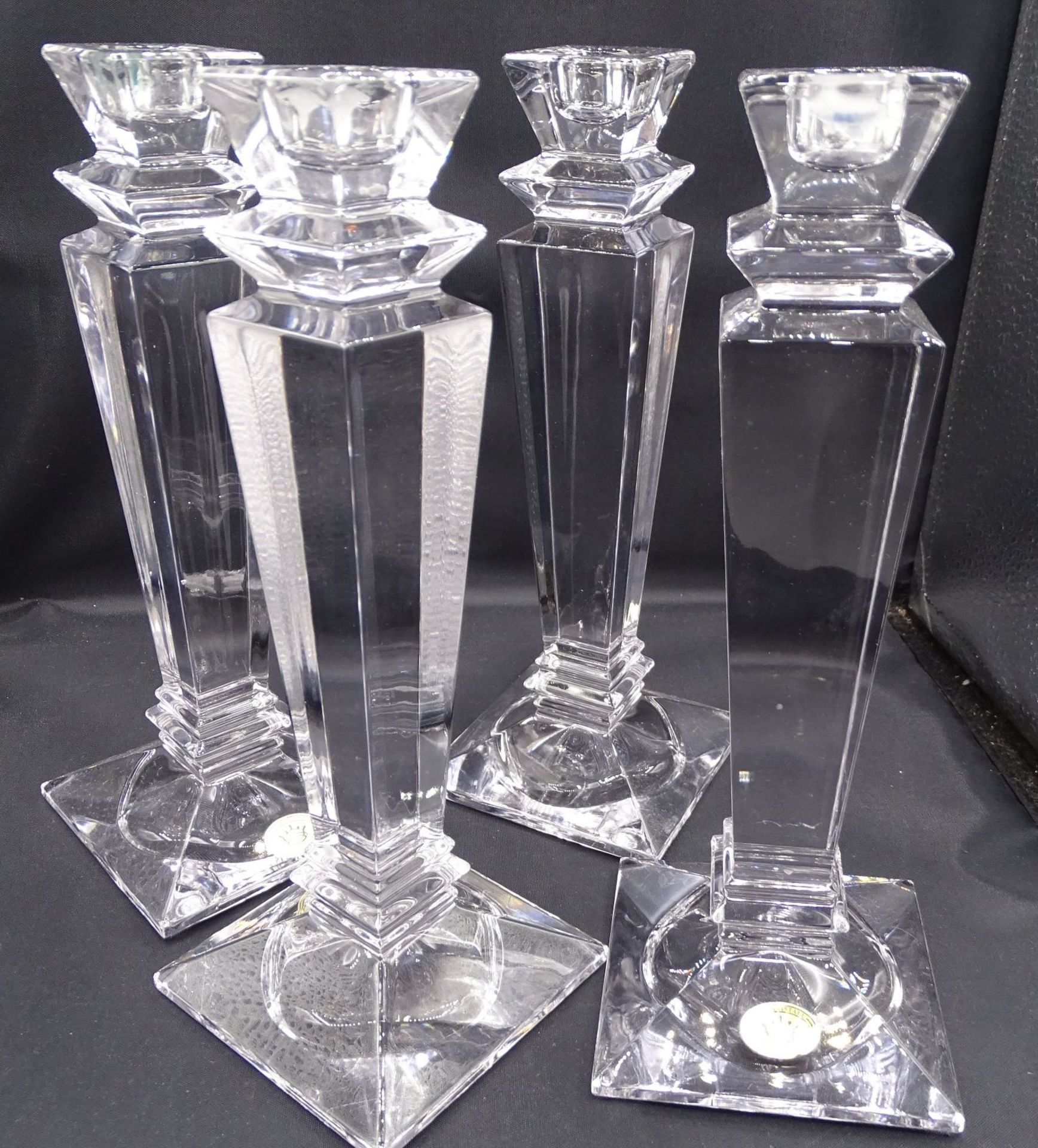 4x hohe Kristall Kerzenhalter, H-22 cm