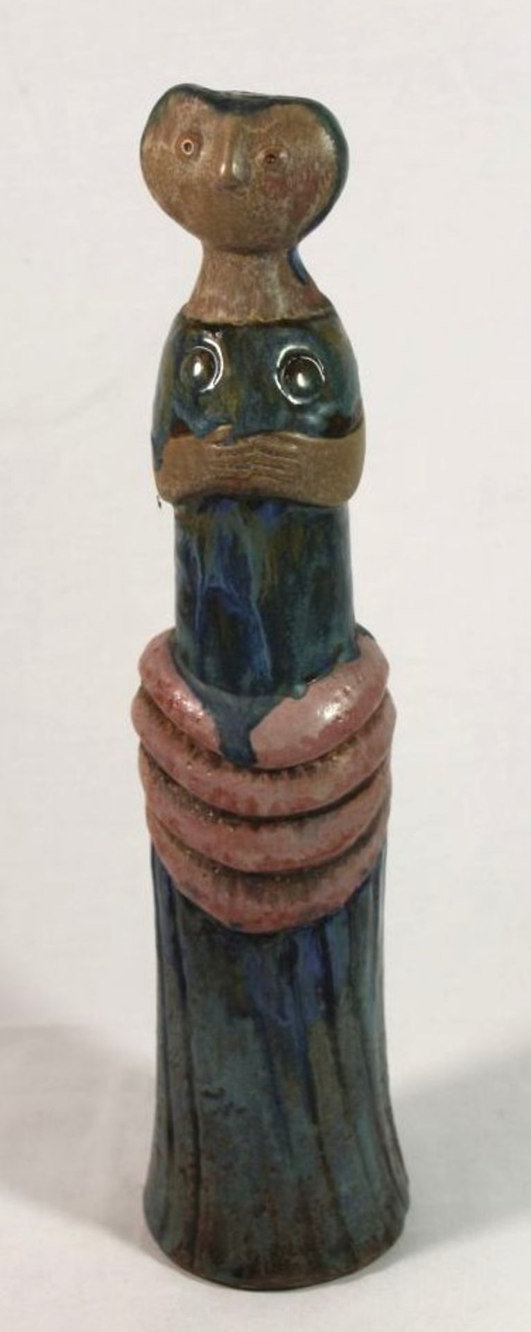 Kunstkeramik-Figur, signiert, wohl Skandinavien, Laufglasur, H-40cm.