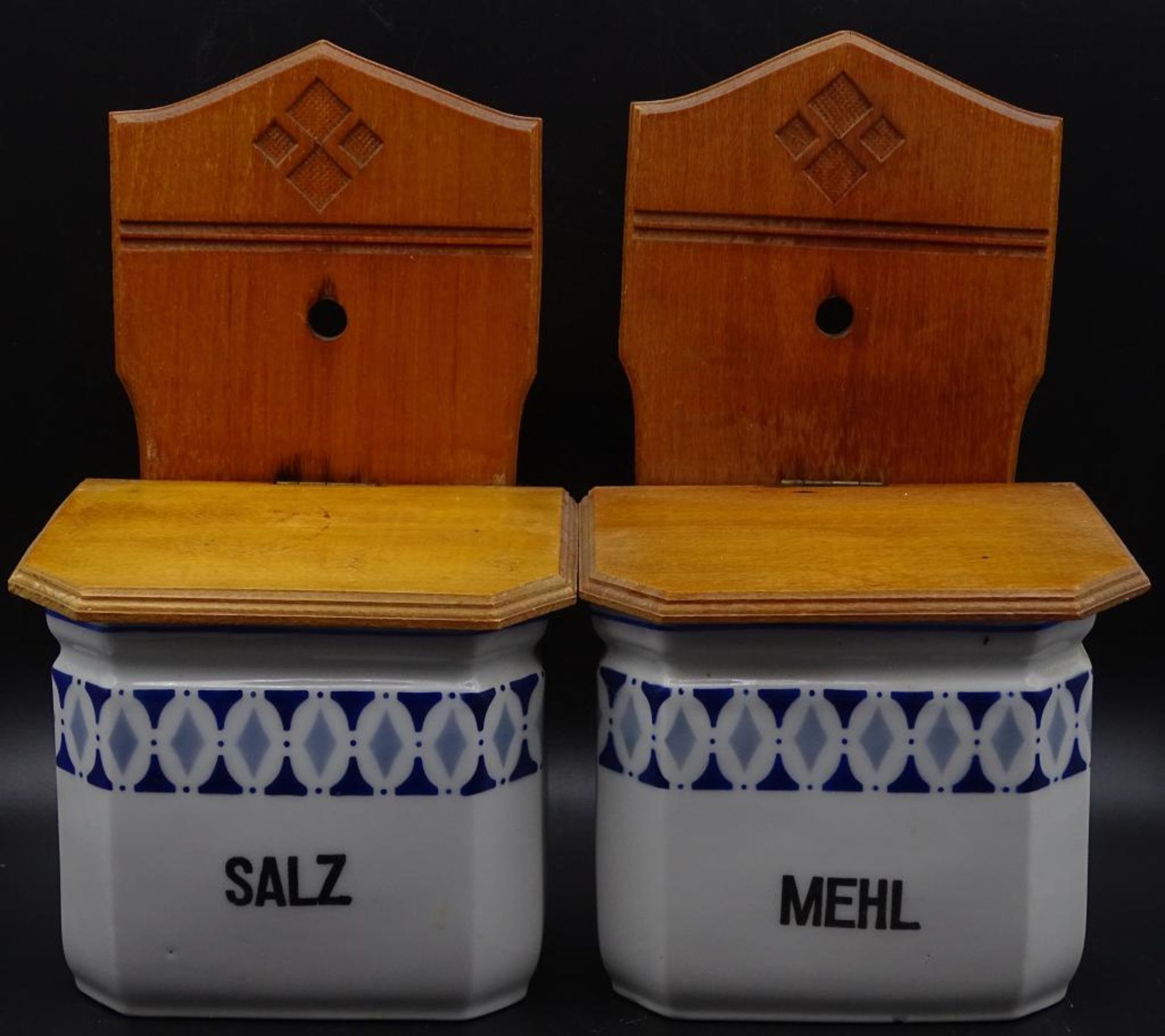 Zwei Küchengefäße Mehl und Salz,Holzdeckel,H-2 - Bild 3 aus 7