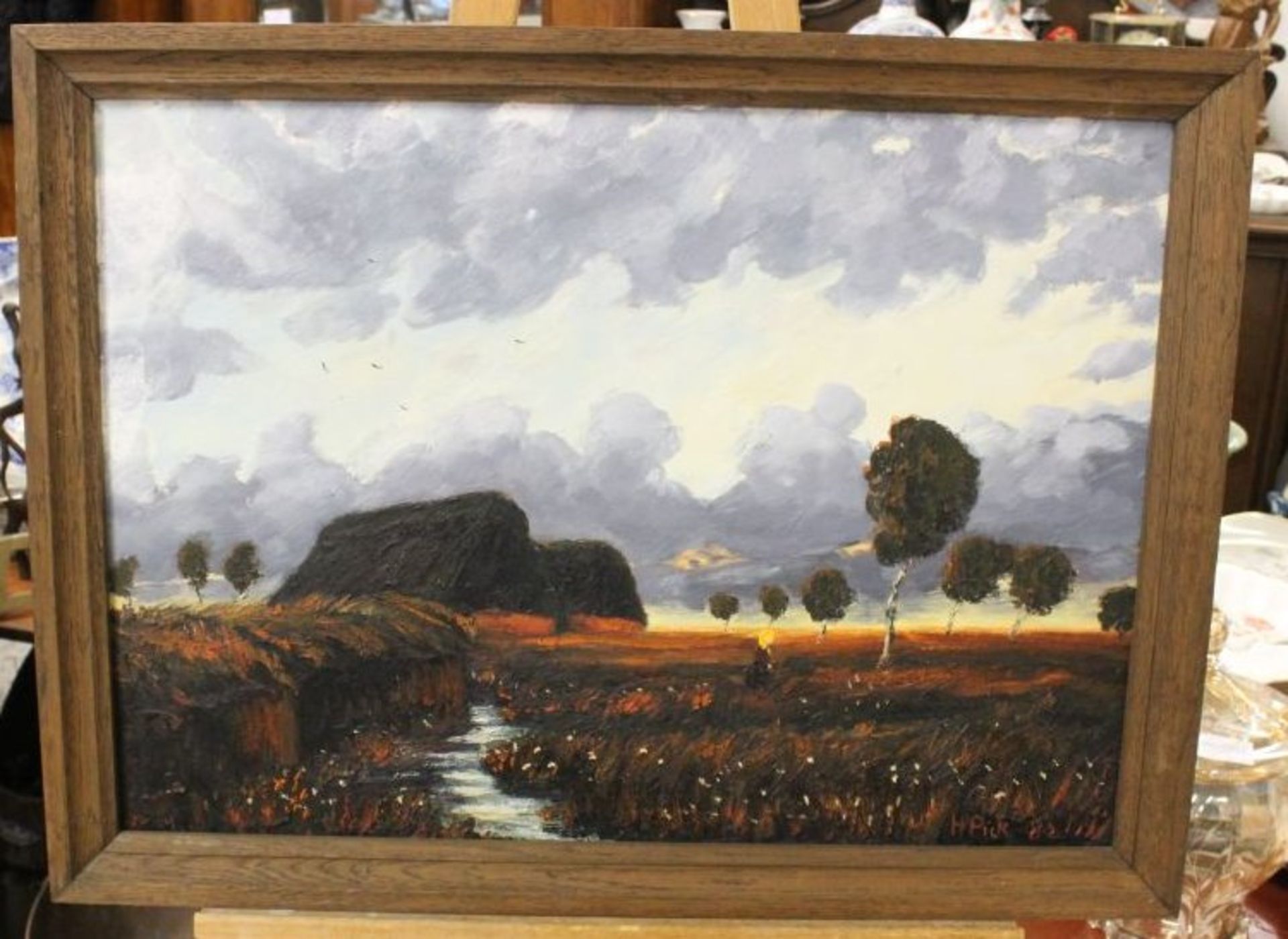 Hans PICK (1931-2014) "Sturm im Teufelsmoor", Öl/Hartfaser, datiert 1982, gerahmt, RG 58 x 78cm. - Bild 4 aus 4