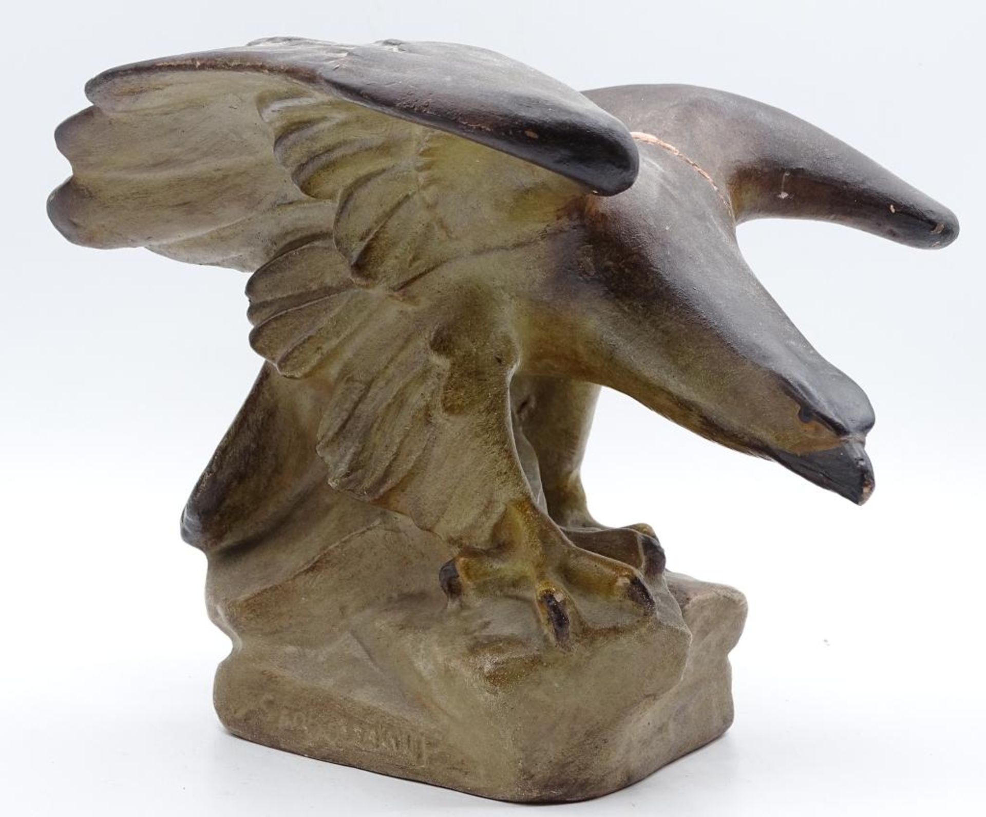 Terrakotta Adler,unleserlich signiert,Flügel geklebt,H-15,5c