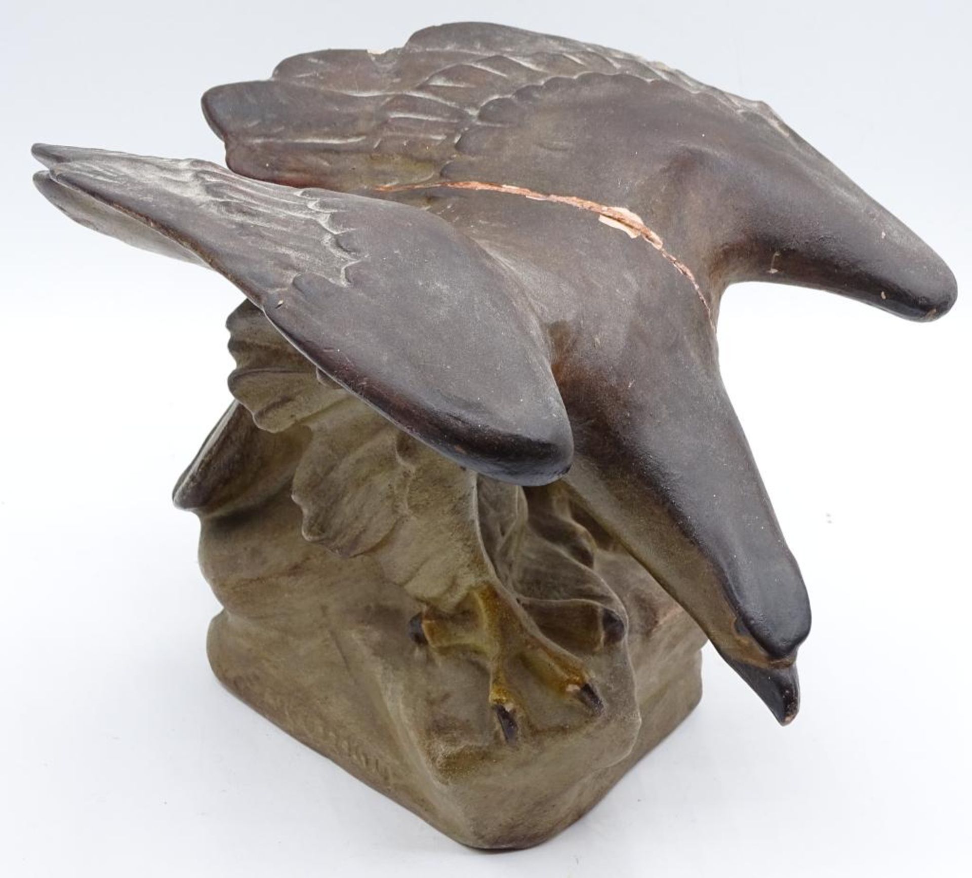 Terrakotta Adler,unleserlich signiert,Flügel geklebt,H-15,5c - Bild 2 aus 4