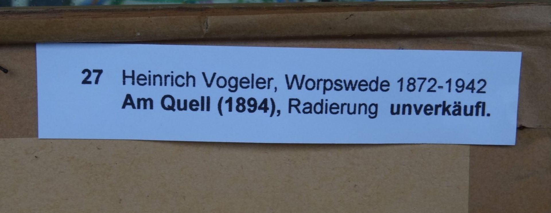 Heinrich VOGELER (1872-1942) "Am Quell" Radierung, 19x12 cm, u. re. Monogrammiert in Platte, ger/ - Bild 4 aus 4