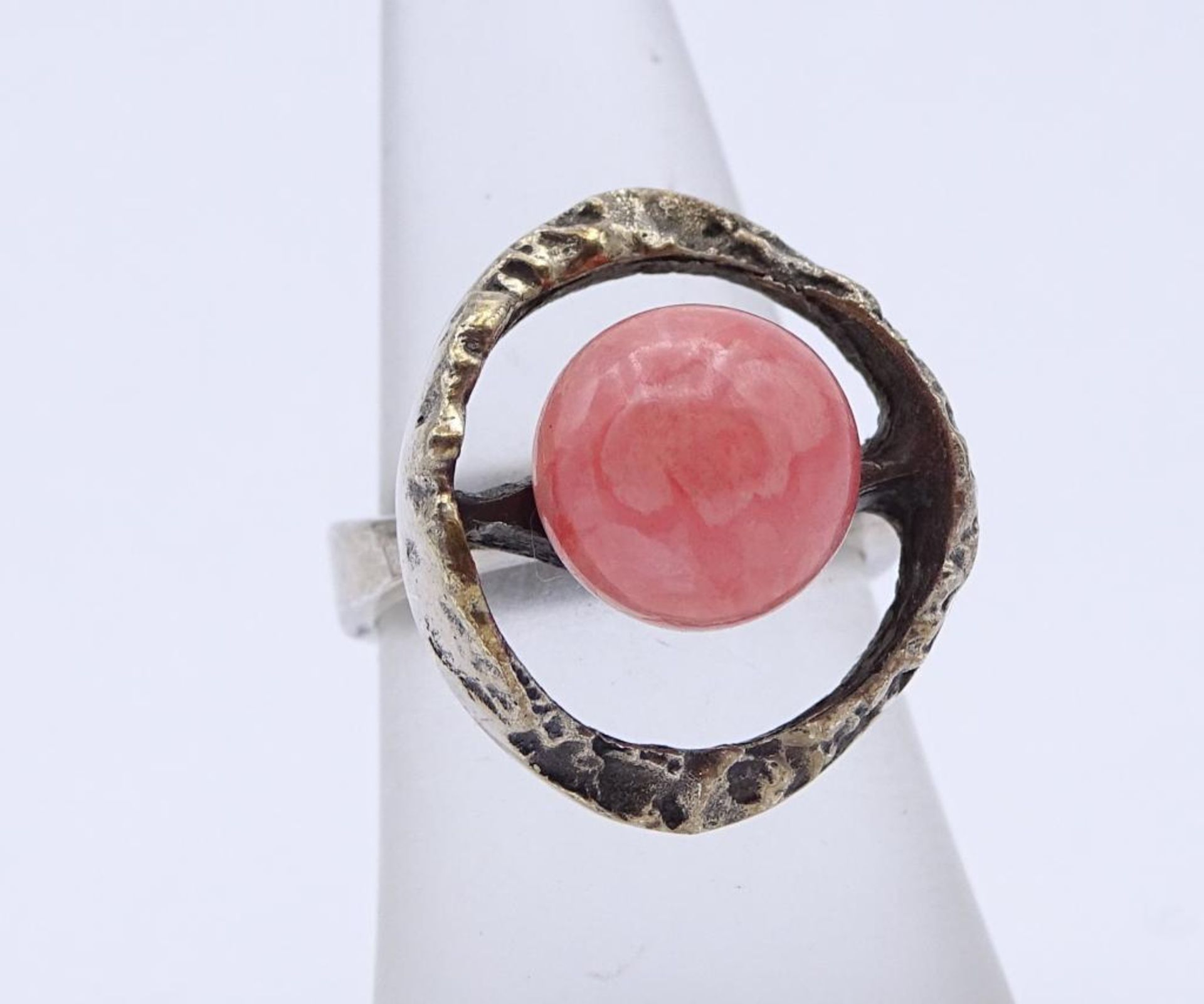 835er Silber Ring mit einer Rosenquarz Kugel, 8,6gr., RG 52 - Bild 2 aus 4