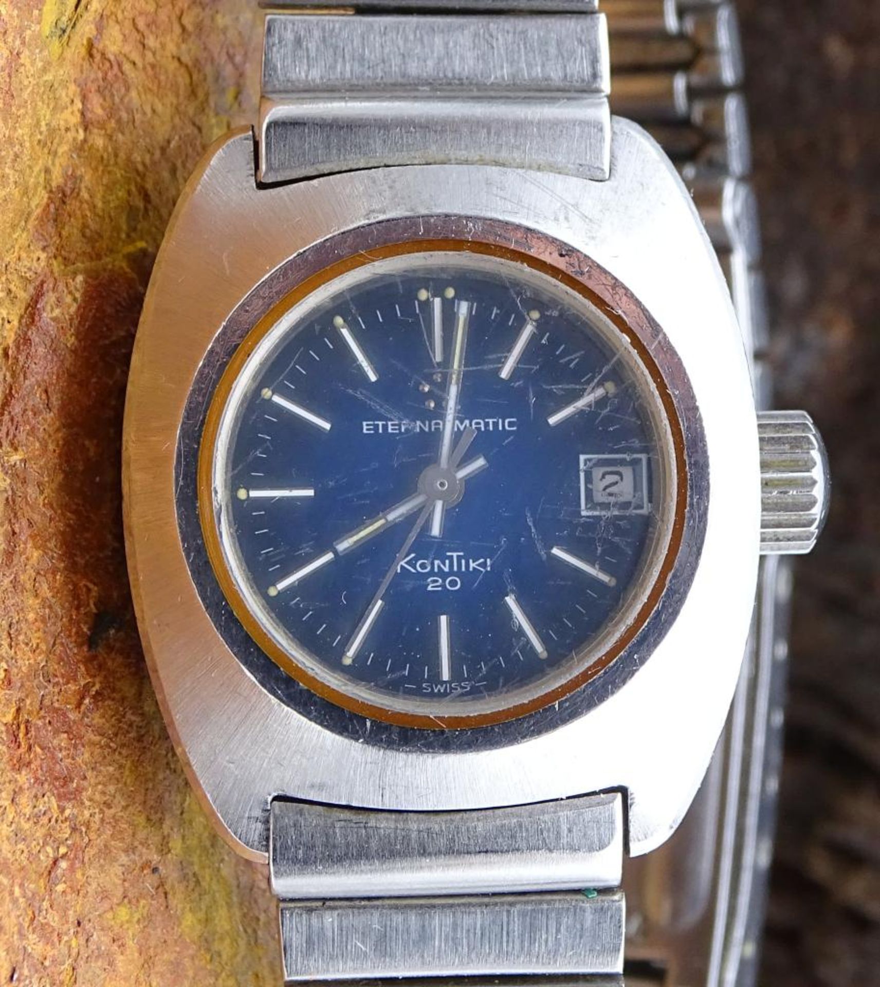 Damen Armbanduhr "Eterna-Matic-Kontiki 20",Werk läuft,Edelstahld,25x25mm,Tragespure - Bild 2 aus 4