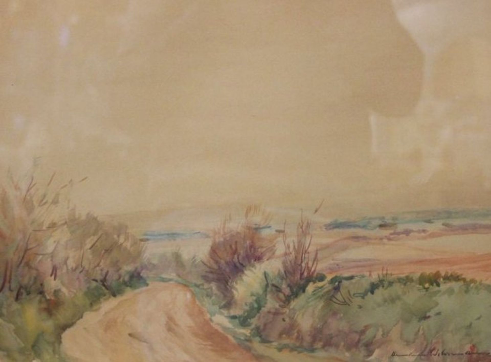 Hermann WEHRMANN (1897-1977) "norddt. Landschaft", Aquarell, ger./Glas, RG 52 x 61cm.