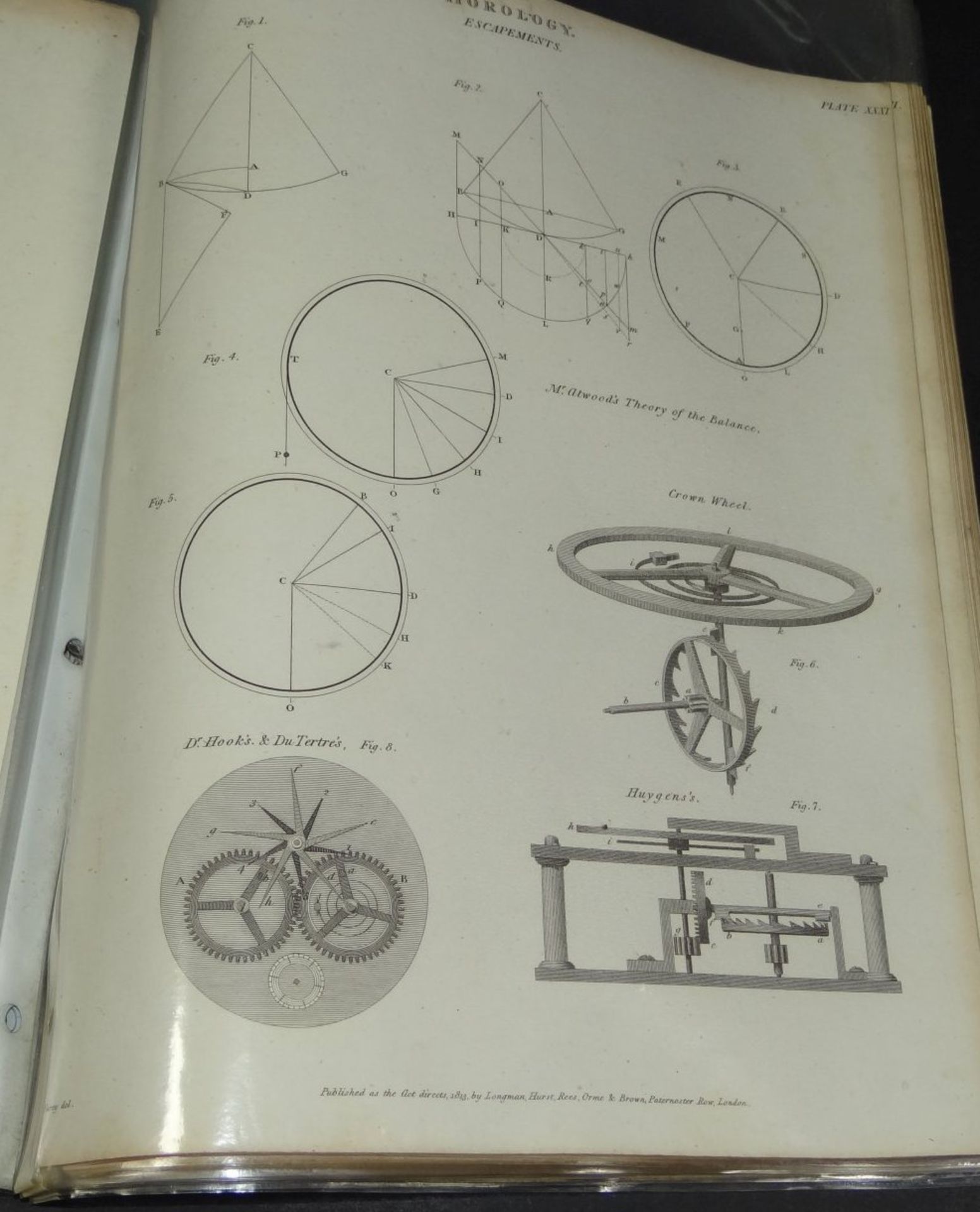 umfangreiche Seitensammlung "Historische Uhrentechnik um 1820" mit ca. 40 Tafeln aus der The - Bild 7 aus 10