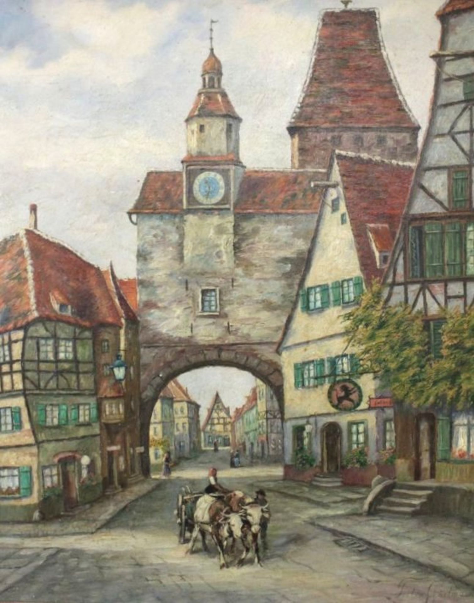 Friedrich HARTMANN (1878-1961) "Rothenburg", Öl/Hartfaser, gerahmt, RG 69,5 x 59cm.