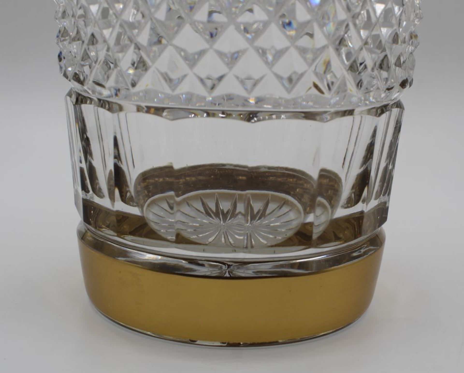 Hohe Zylinder Vase,Goldrand,geschliffenes Glas,H-25cm - Bild 7 aus 8