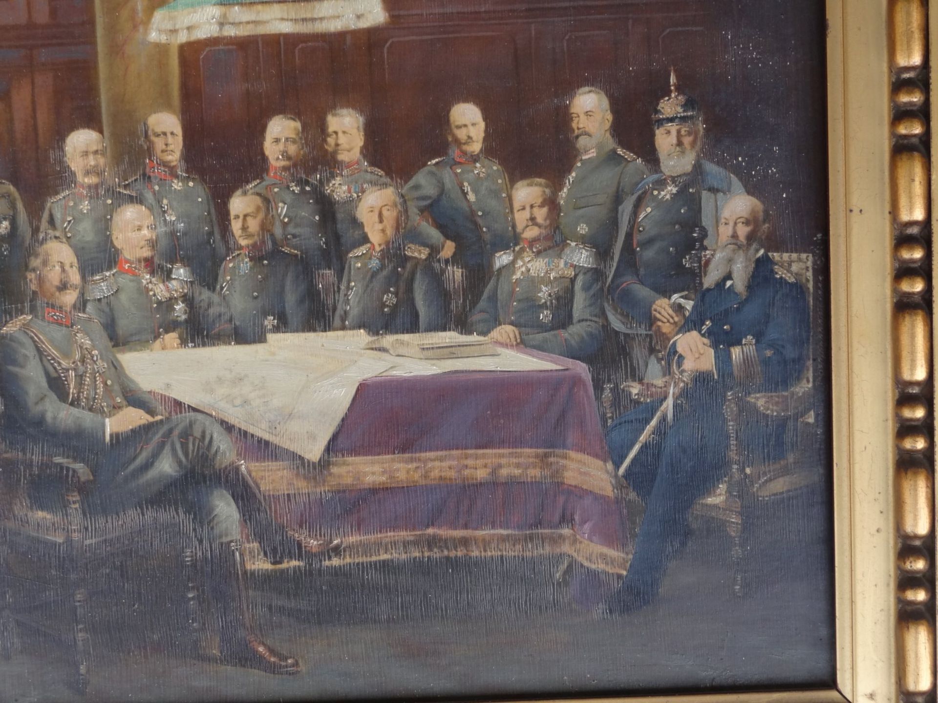 A. Pasche ", Kaiser Wilhelm II., Prinzen, Generalstab", wohl nachgemaltes Foto??, gerahmt, RG - Bild 4 aus 6