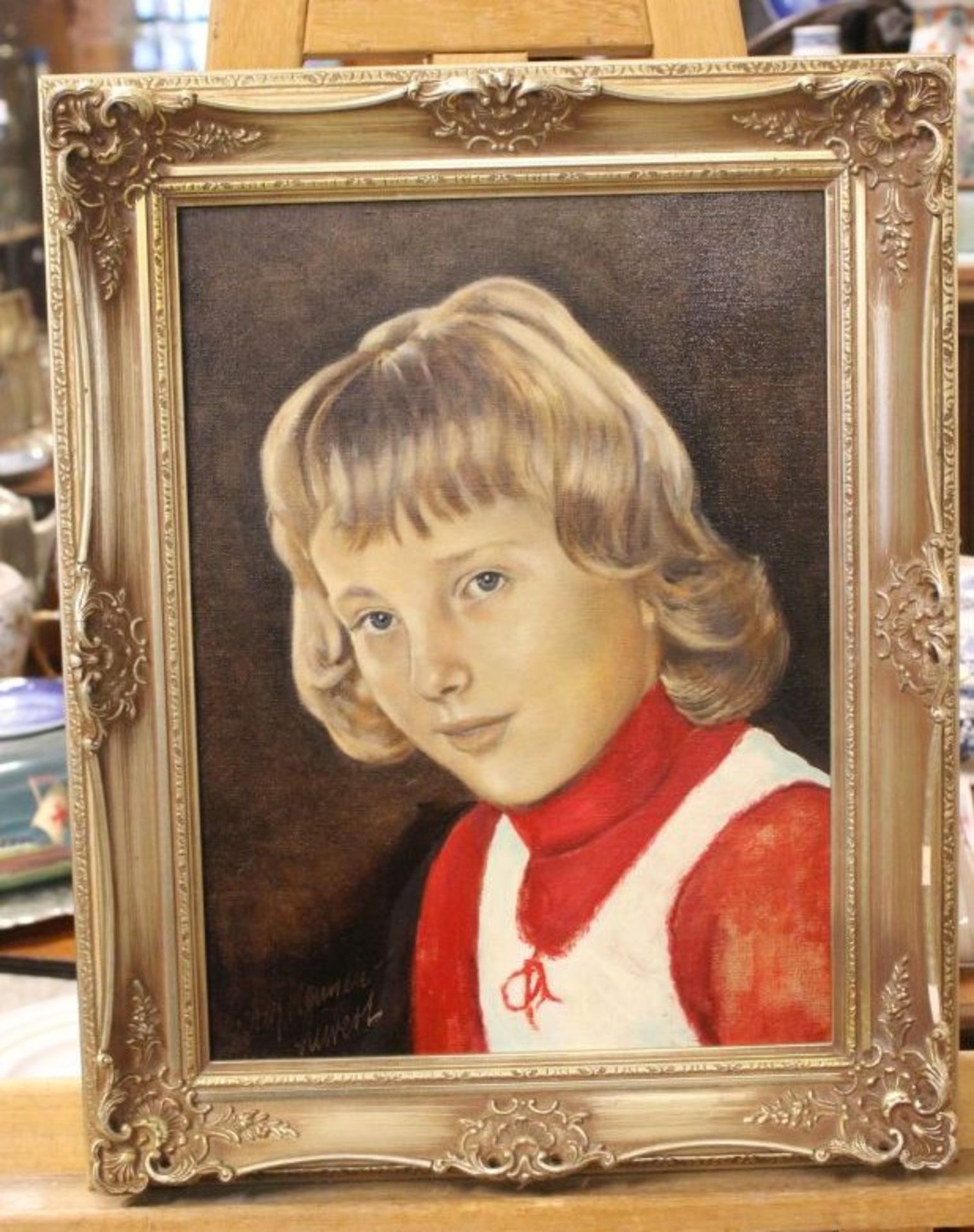 Ingeborg Hansen-Siewert "Mädchenportrait", Öl/Leinwand, RG 51 x40cm - Bild 3 aus 3
