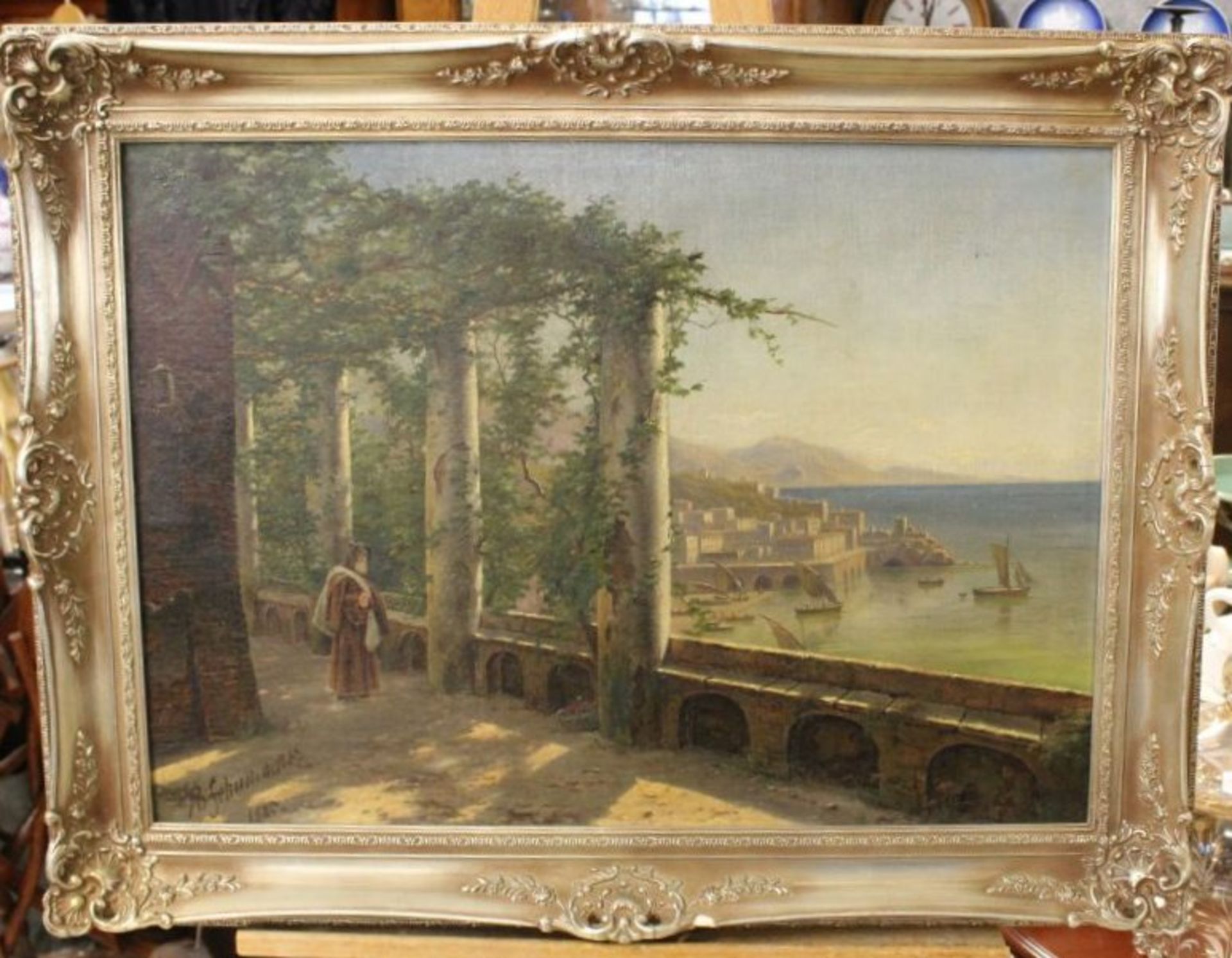 Harald Peter W. SCHUMACHER (1836-1912) "Pergola von Sorrente", datiert 1885, Öl/Leinwand, gerahmt, - Bild 3 aus 3