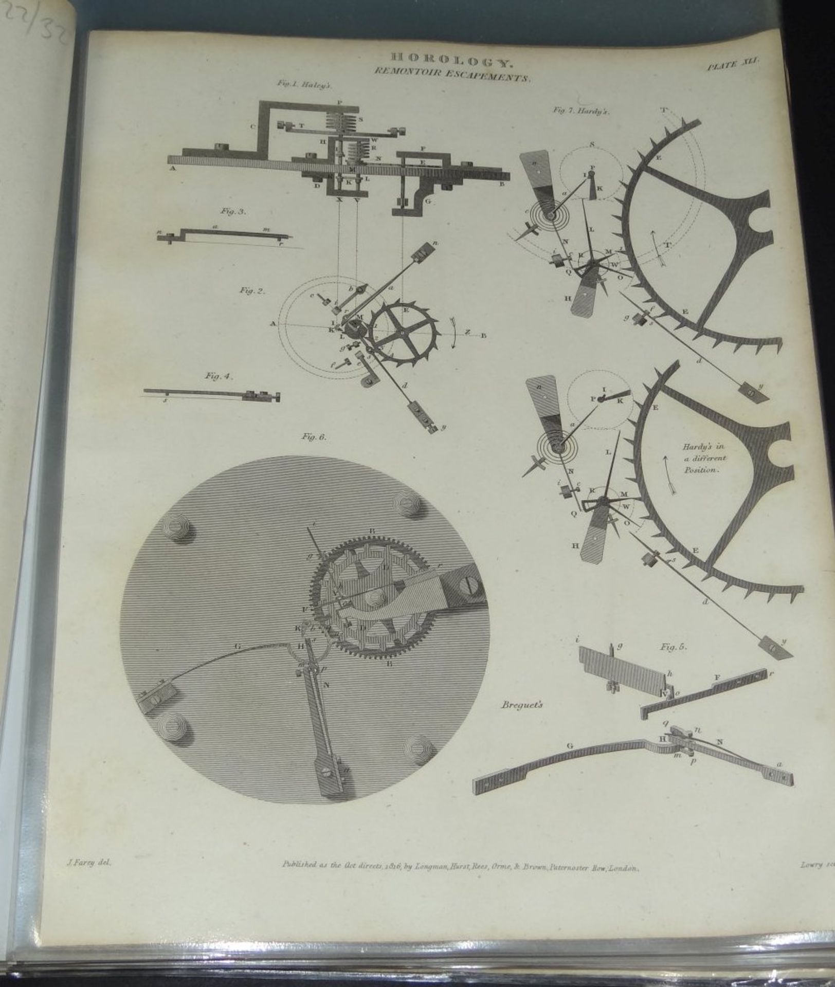 umfangreiche Seitensammlung "Historische Uhrentechnik um 1820" mit ca. 40 Tafeln aus der The - Bild 4 aus 10