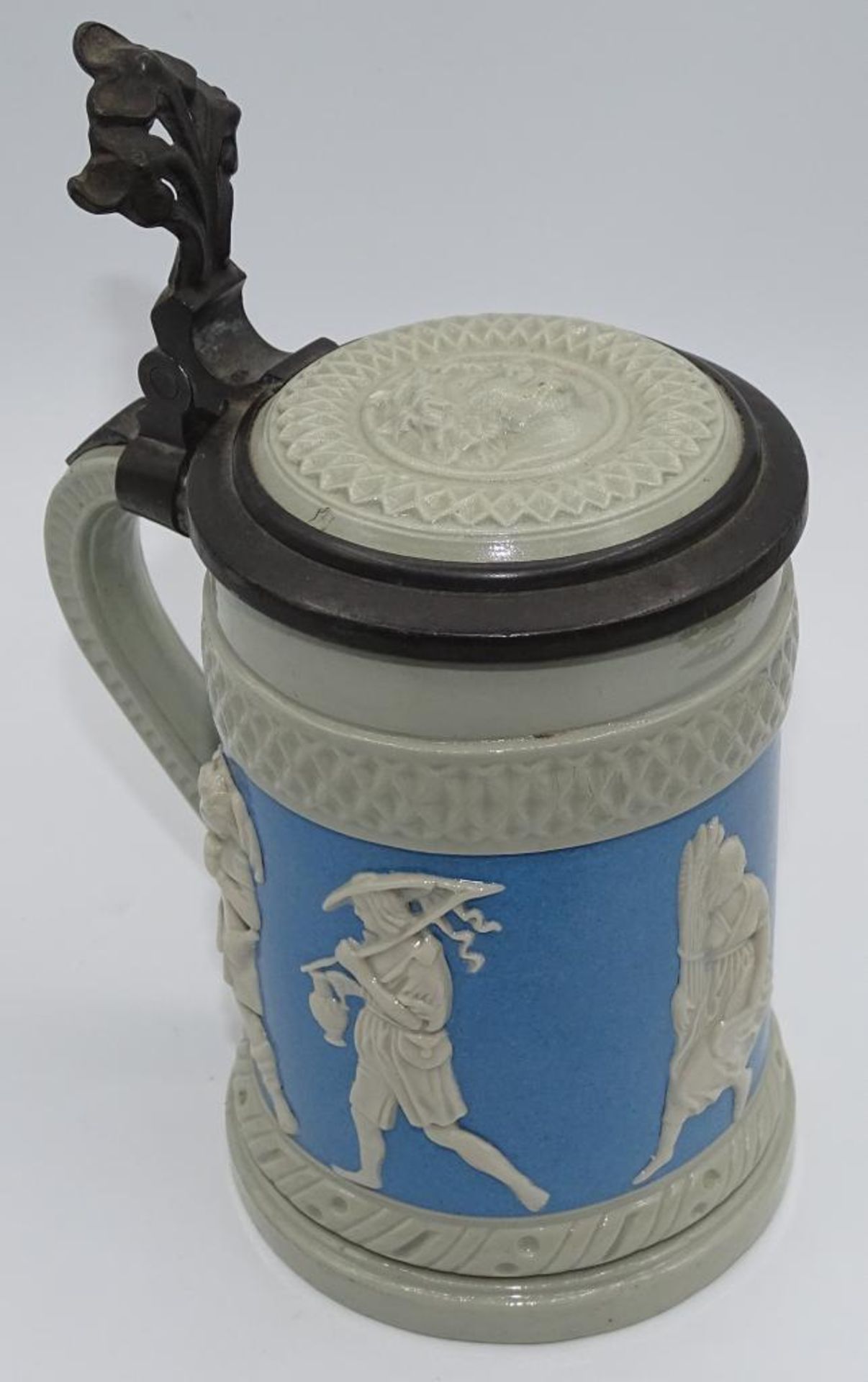 Bierkrug,Mettlach-Villeroy&Boch, Zinnkrug,auf Deckel Putti Kopf,H-16cm