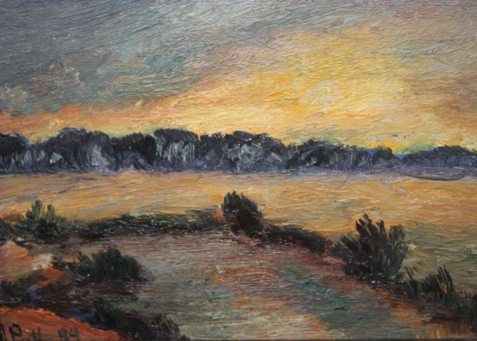 Hans PICK (1931-2014) "Worpsweder Landschaft", Öl/Hartfaser, gerahmt, RG 22,5 x 28,5cm.