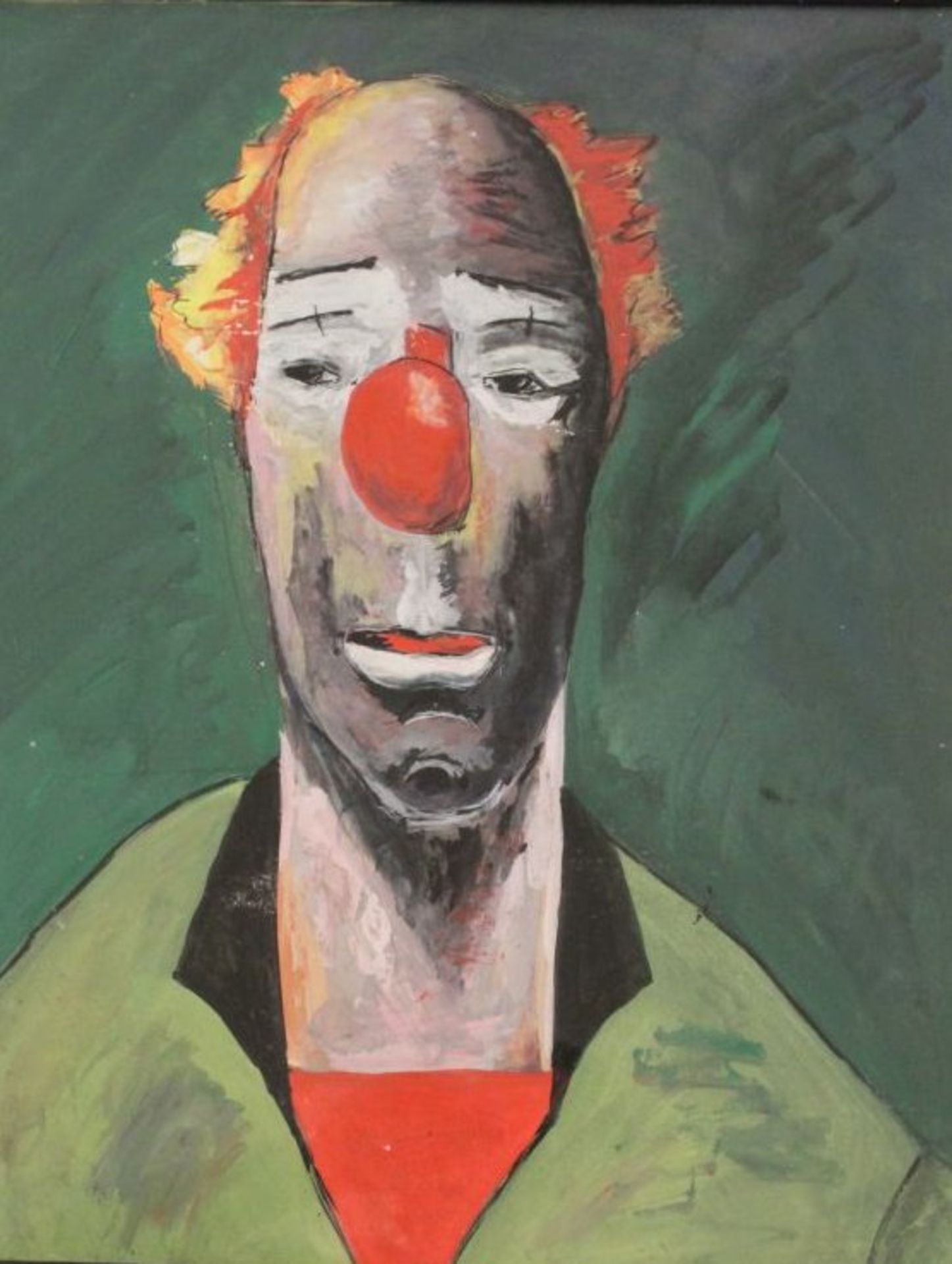 anonym "Portrait eines Clowns", Miuschtechnik, ger. /Glas, RG 61,5 x 51,5cm.
