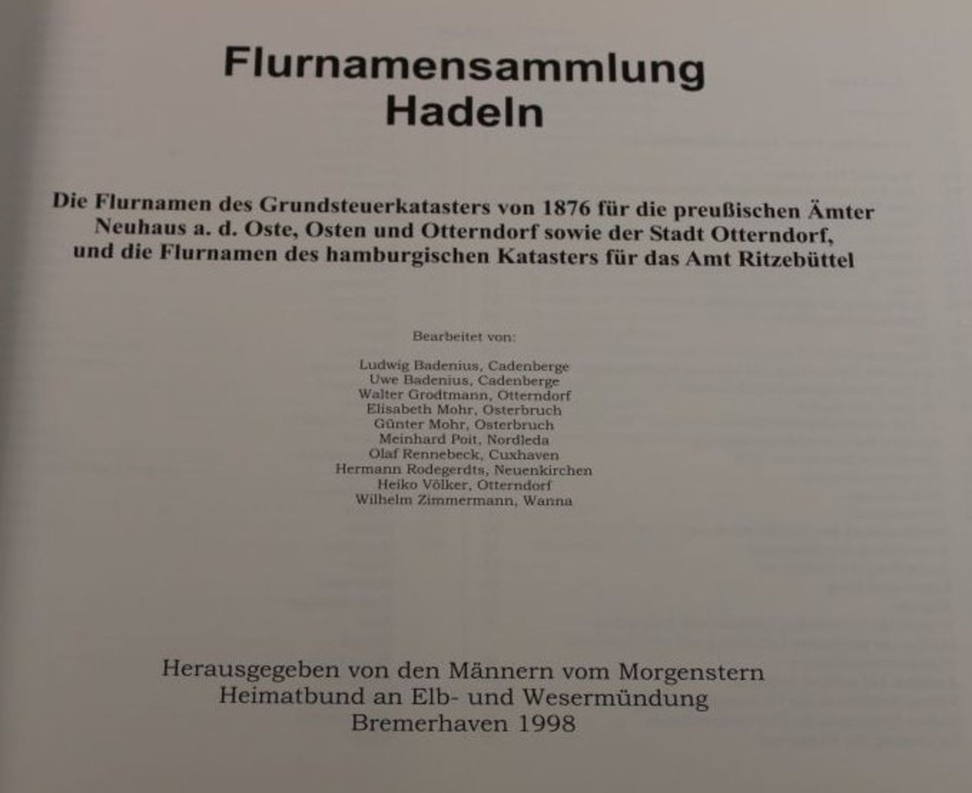 Flurnamensammlung Hadeln und Ritzebüttel nach Katasterunterlagen von 1865-1882, 1998 - Bild 2 aus 2