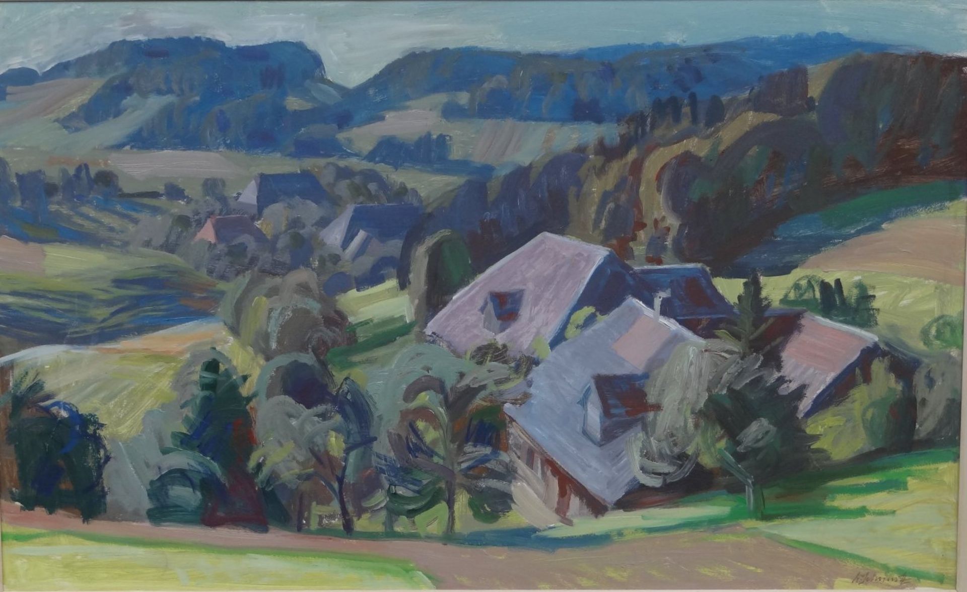 Werner SCHMUTZ (1910-2003) "In den Wynigerbergen" Schweiz, Öl/Malfaser, 52 x 82 cm, gerahmt, RG