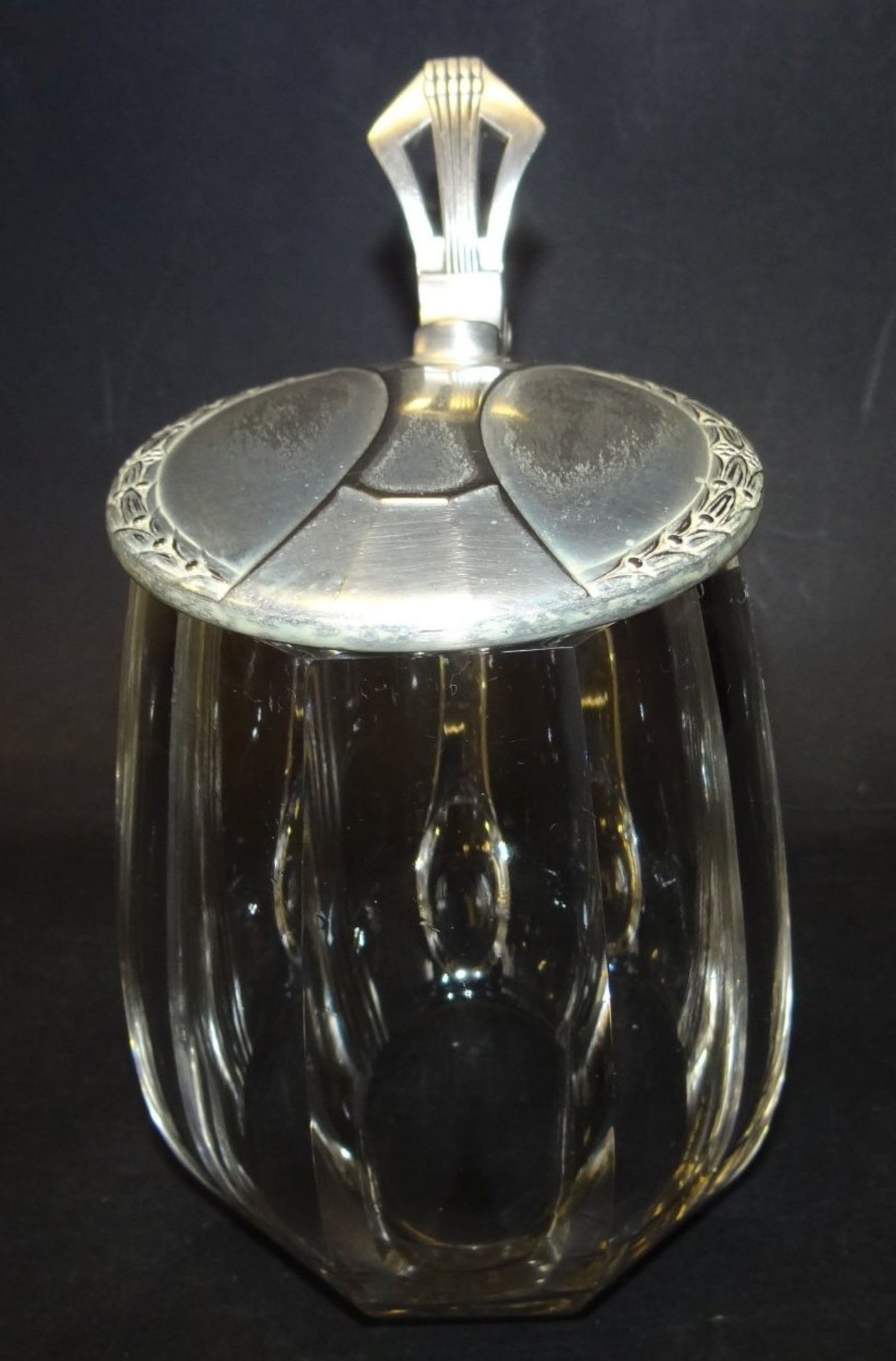 Jugendstil-Bierkrug "WMF" Straussenmarke, versilb. Deckel, H-16 cm - Bild 3 aus 5