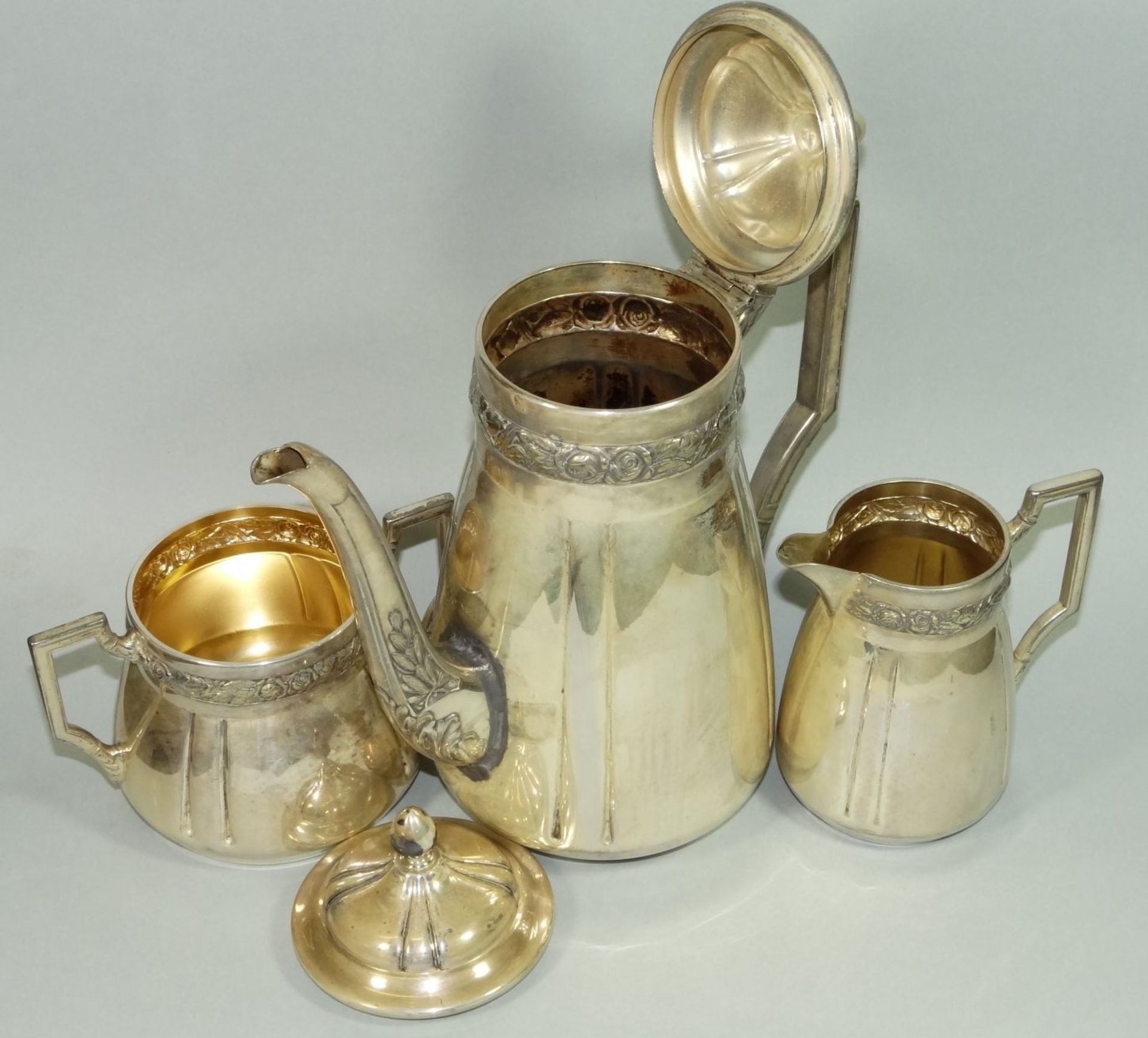 Kaffeekern, versilbert, Schlüsselmarke, H-21 cm, ,Alters-u. Gebrauchsspure - Bild 3 aus 4