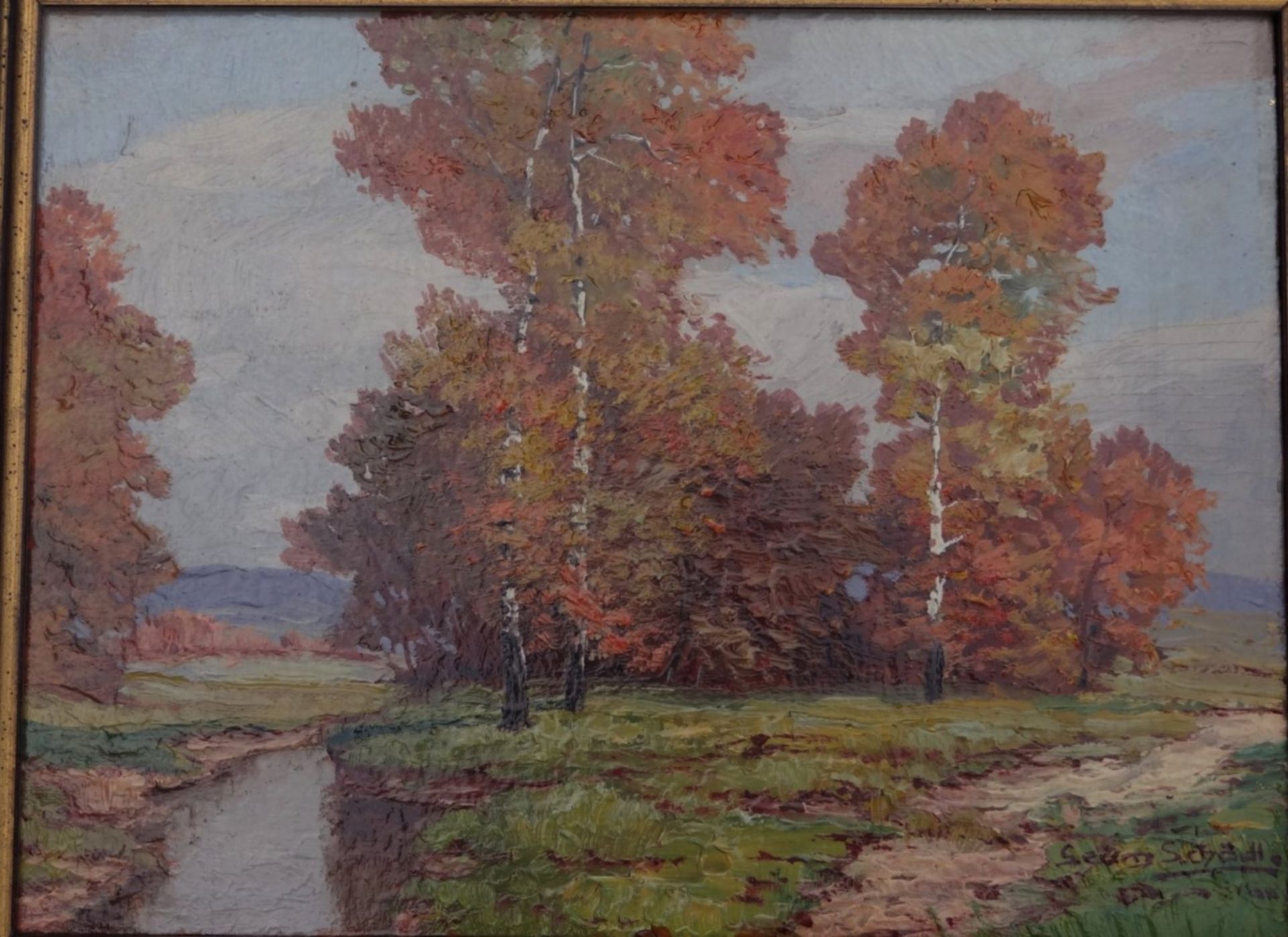 Georg Schädl, "Herbstlandschaft" Öl/Malfaser, gerahmt, RG 31x36 - Bild 2 aus 5