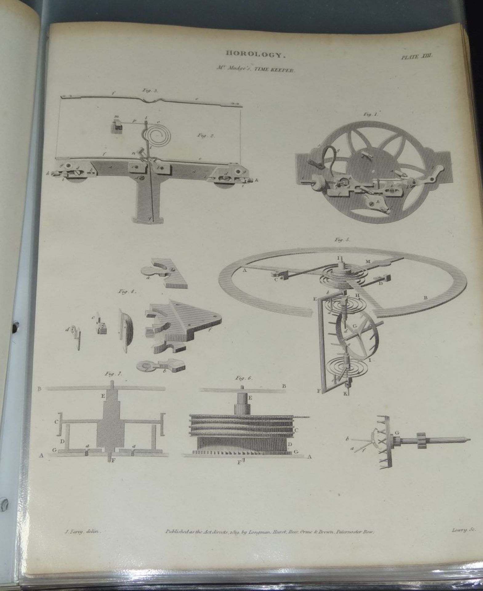 umfangreiche Seitensammlung "Historische Uhrentechnik um 1820" mit ca. 40 Tafeln aus der The - Bild 5 aus 10