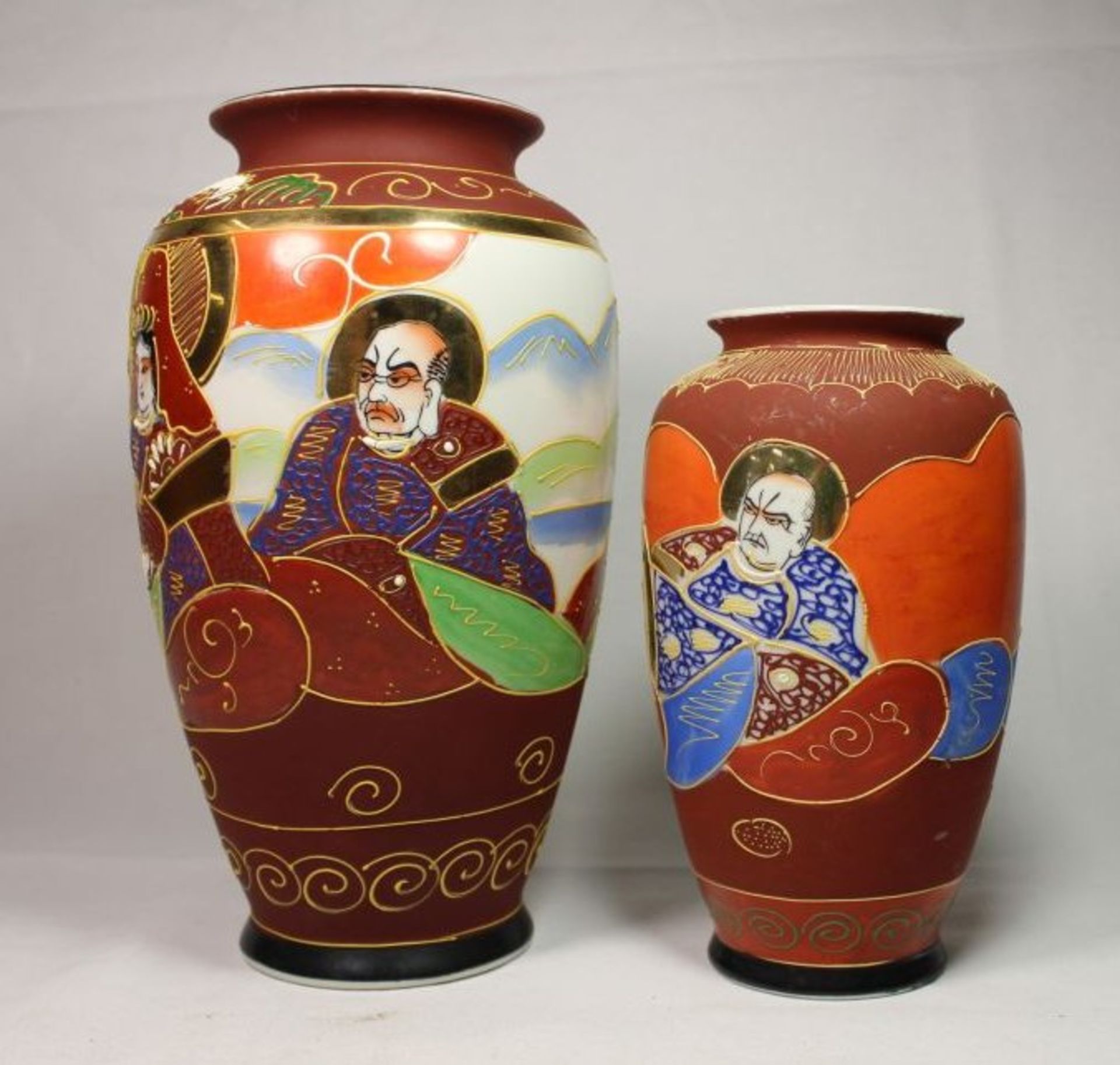 2x Vase, Japan, 60/70er Jahre, H-24cm u. H-18cm. - Bild 2 aus 3