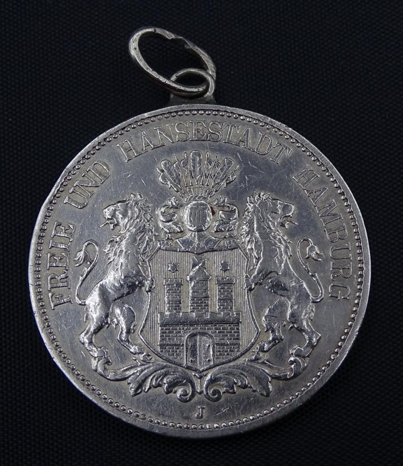 Fünf Mark 1898,Deutsches Reich,Freie und Hansestadt Hamburg",Silber,gehenkel - Bild 2 aus 2