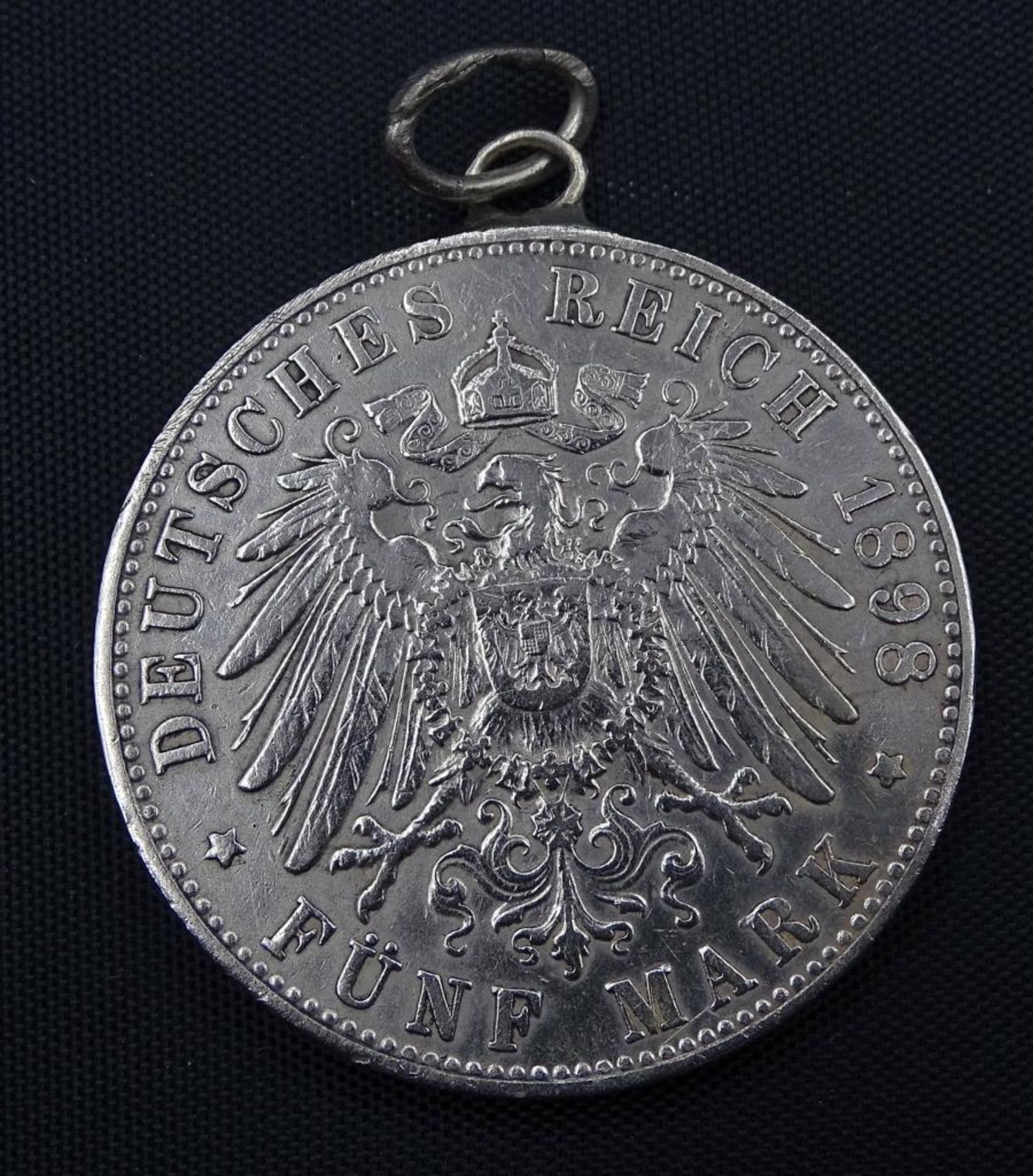 Fünf Mark 1898,Deutsches Reich,Freie und Hansestadt Hamburg",Silber,gehenkel