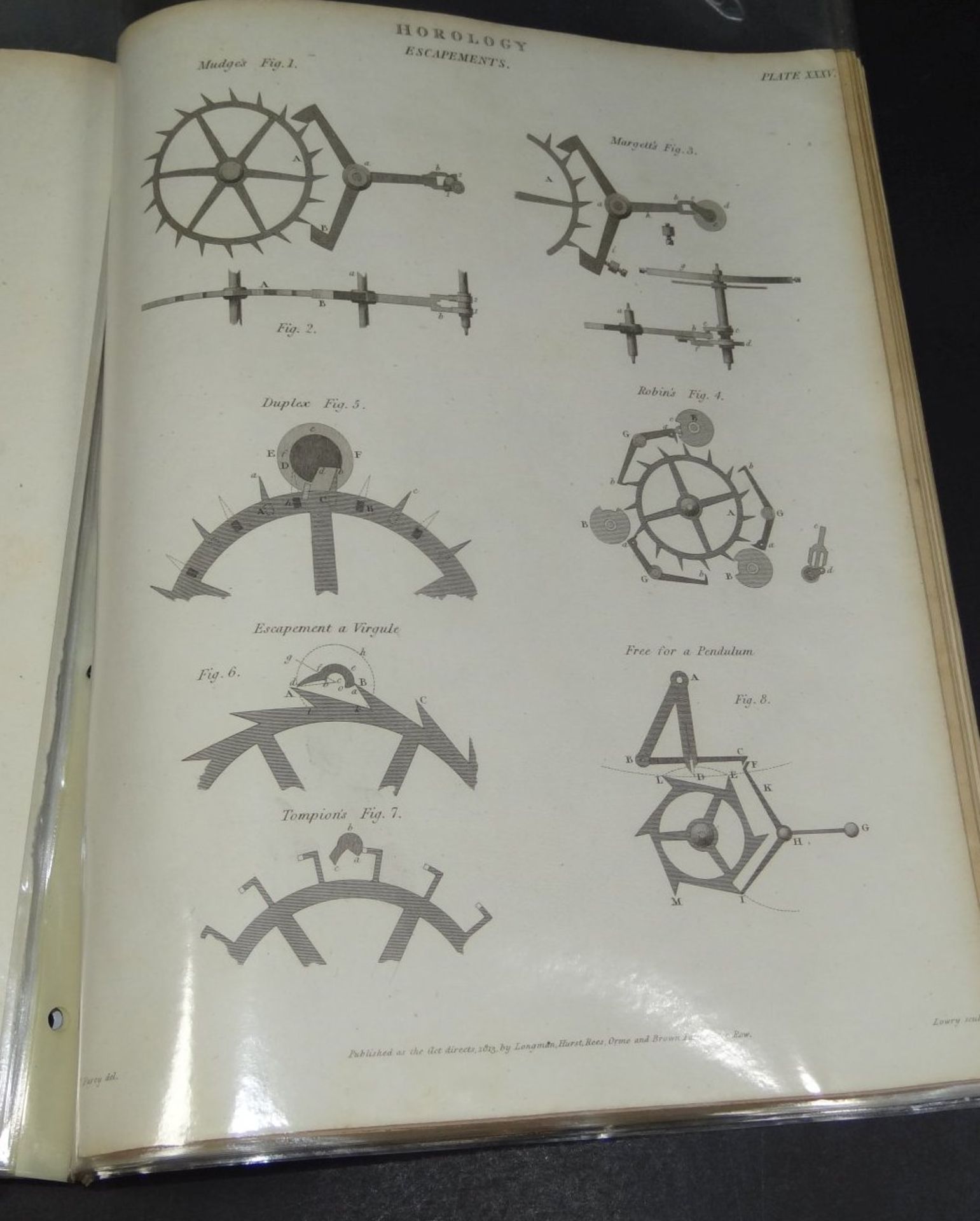 umfangreiche Seitensammlung "Historische Uhrentechnik um 1820" mit ca. 40 Tafeln aus der The - Bild 8 aus 10