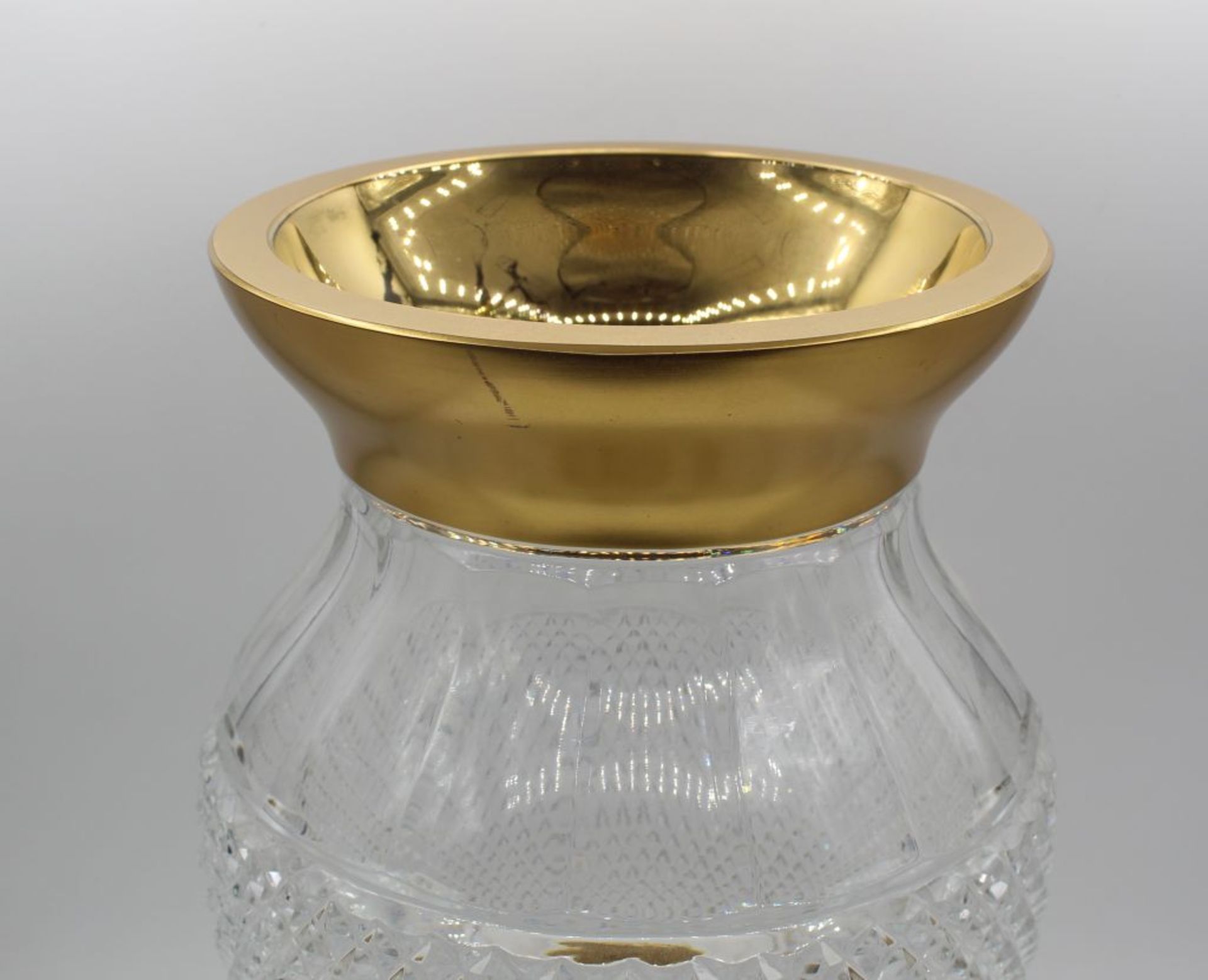 Hohe Zylinder Vase,Goldrand,geschliffenes Glas,H-25cm - Bild 2 aus 8