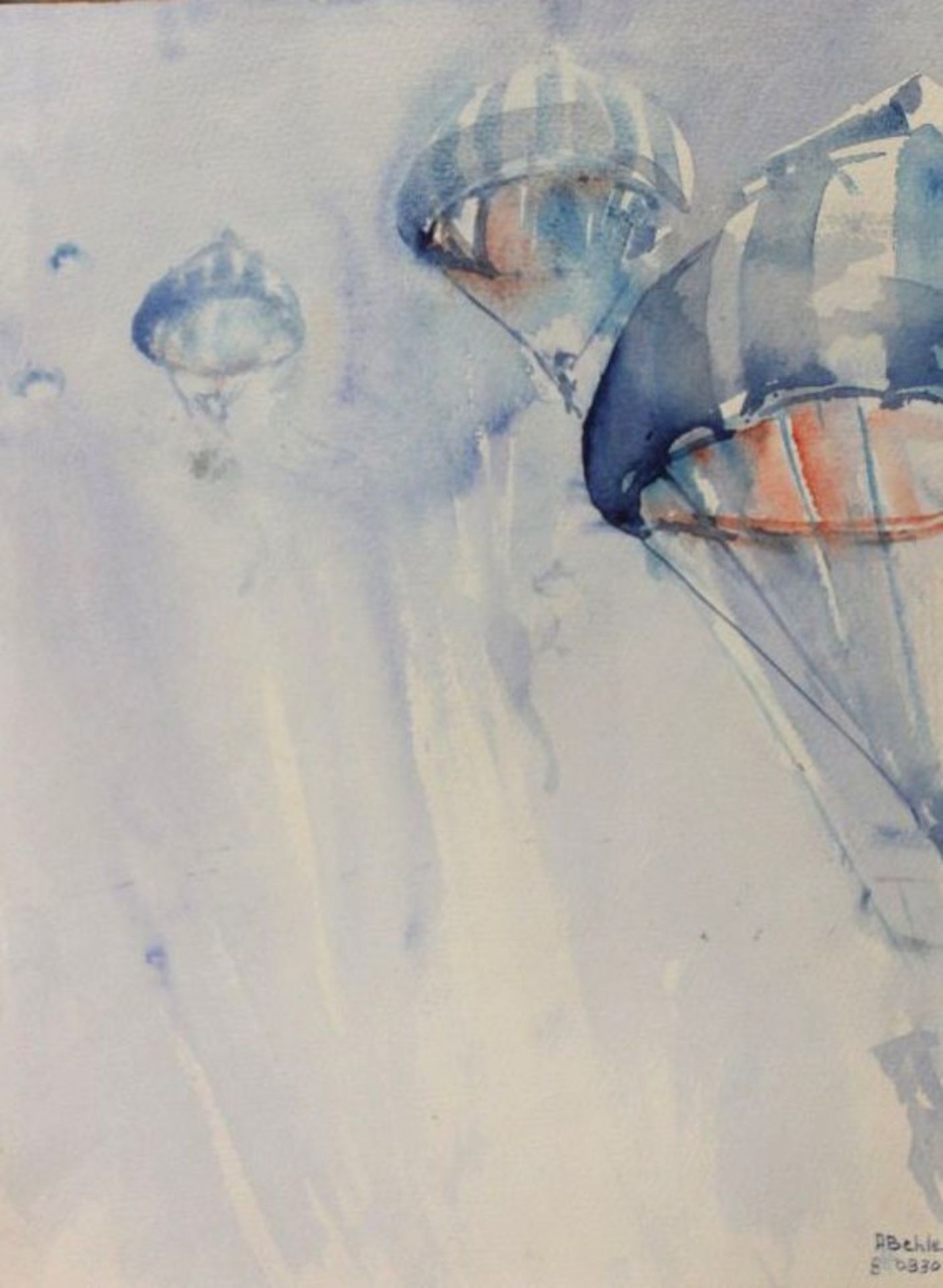 Alfred BEHLE (1935-1997) "Ballons", Aquarell, ungerahmt, BG 40 x 30cm.