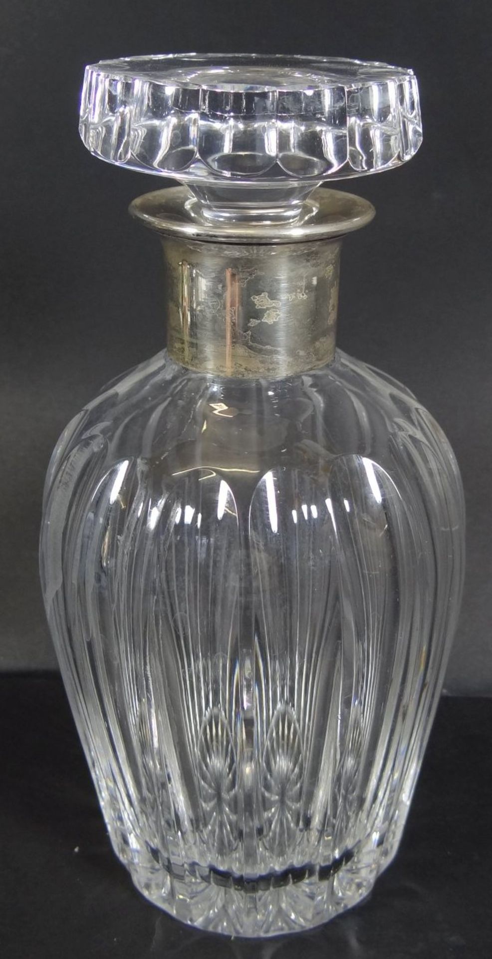 Kristallkaraffe mit massiven Silberhals-925-, H-20 cm
