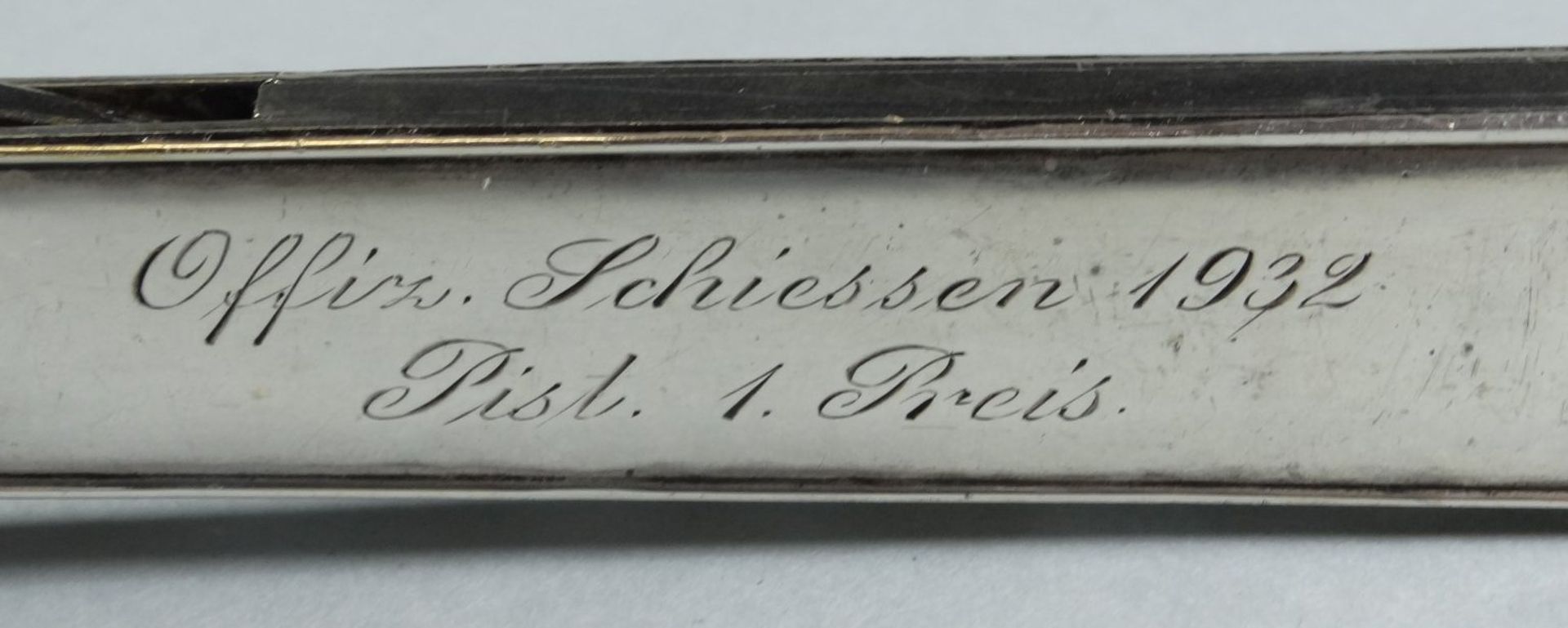 Zigarrenabschneider, Silber-800- Gravur Offz.Scjiessen 1932, Pist. I.Preis, L-17,5 cm, 133 gr. - Bild 2 aus 5
