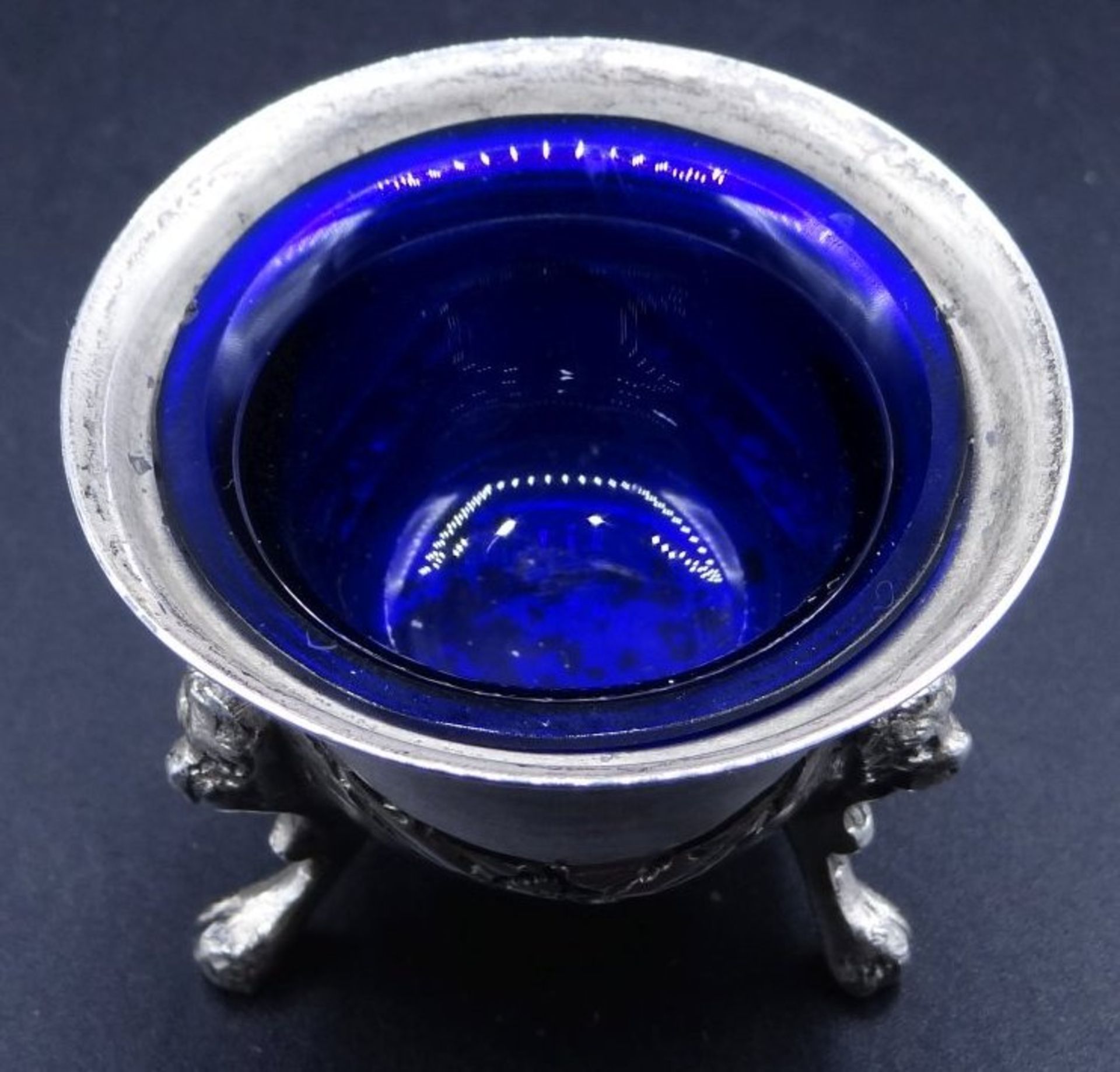 Gewürznapf, Silber-800- mit blauen Glaseinsatz, H-3,5 cm, D-5,5 cm, 25 gr - Bild 3 aus 5