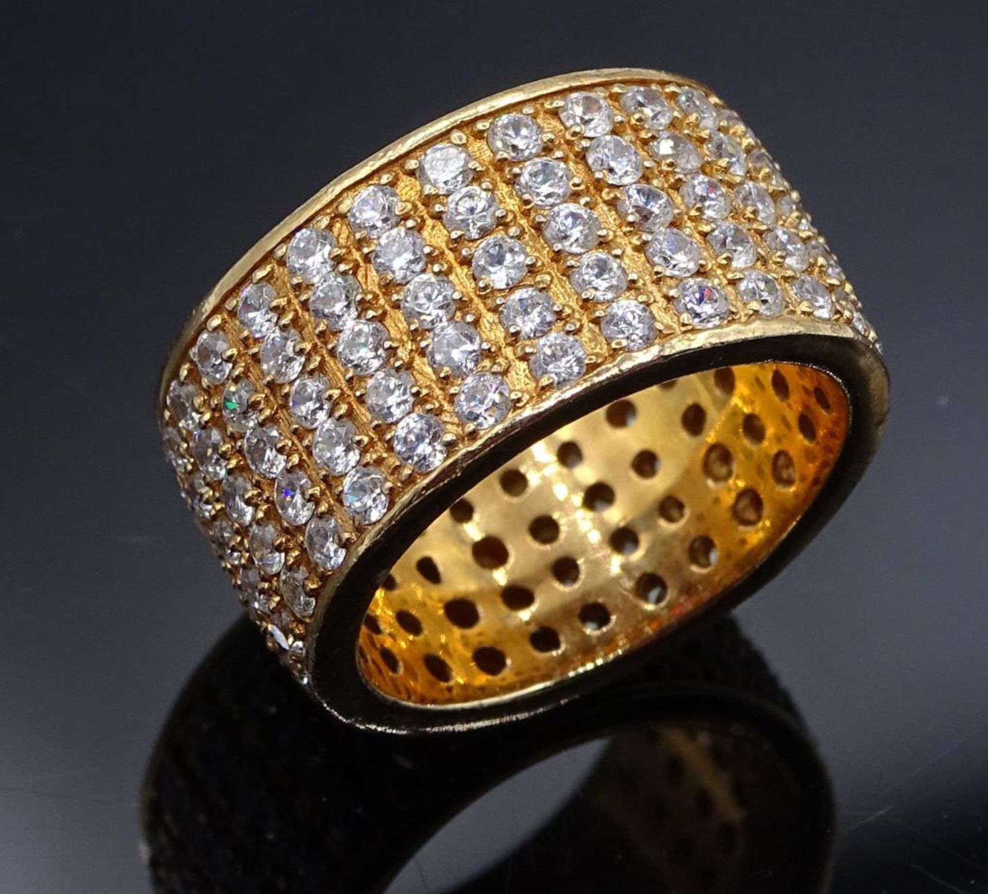 Juweliersauflösung: Massiver Sterling Silber Ring 925/000,14,9gr., RG 60,vergoldet,ungetragene