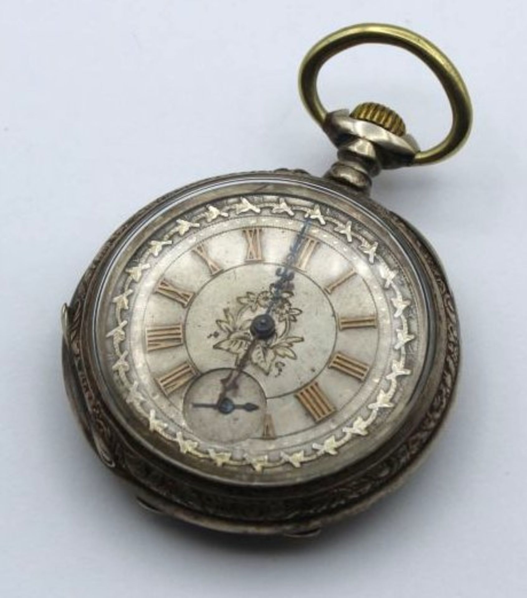 Taschenuhr, älter, Kronenaufzug, Werk läuft, D-5cm