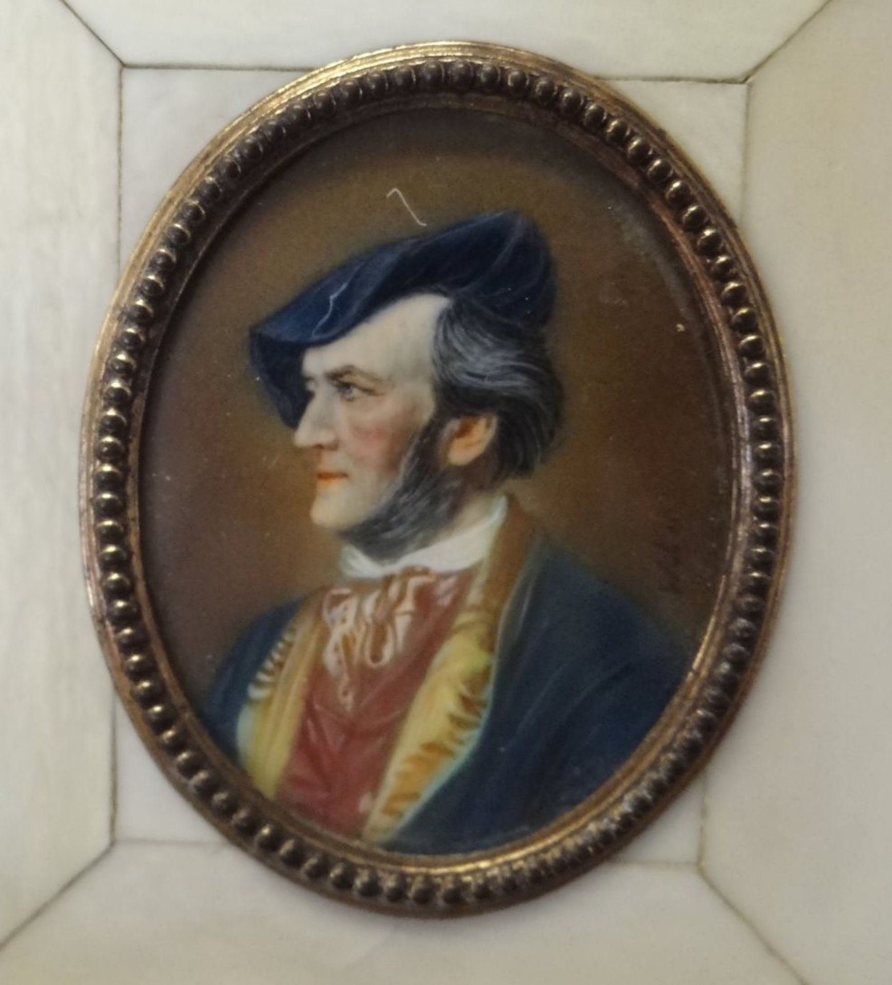 anonymes Miniatur-Portrait von Richard Wagner, Rahmen beschädigt, RG 9x8 c - Bild 3 aus 4