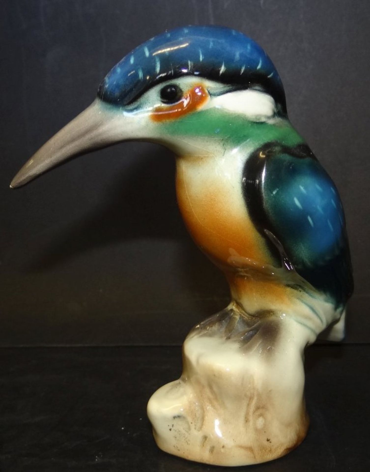 Eisvogel, "Cortendorf" Etikett, bemalt, H-10 cm - Bild 2 aus 5