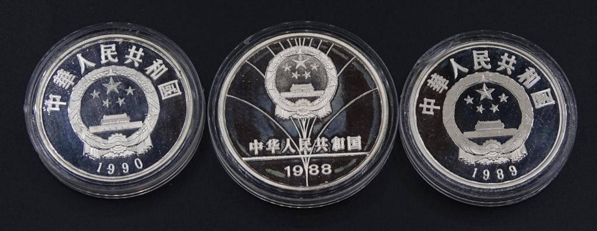 3x 5 Yuan, China,1988/89/90, in Kapseln - Bild 2 aus 2