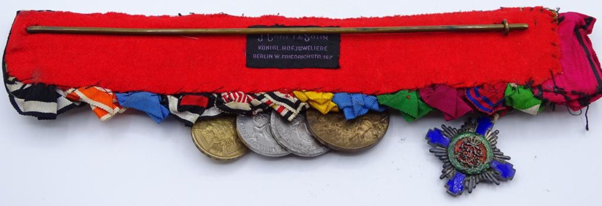 Lange Ordensspange mit 5 Orden/Abzeichen/Medaillen,Königreich Rumänien Orden vom Stern Rumäniens- - Bild 5 aus 10