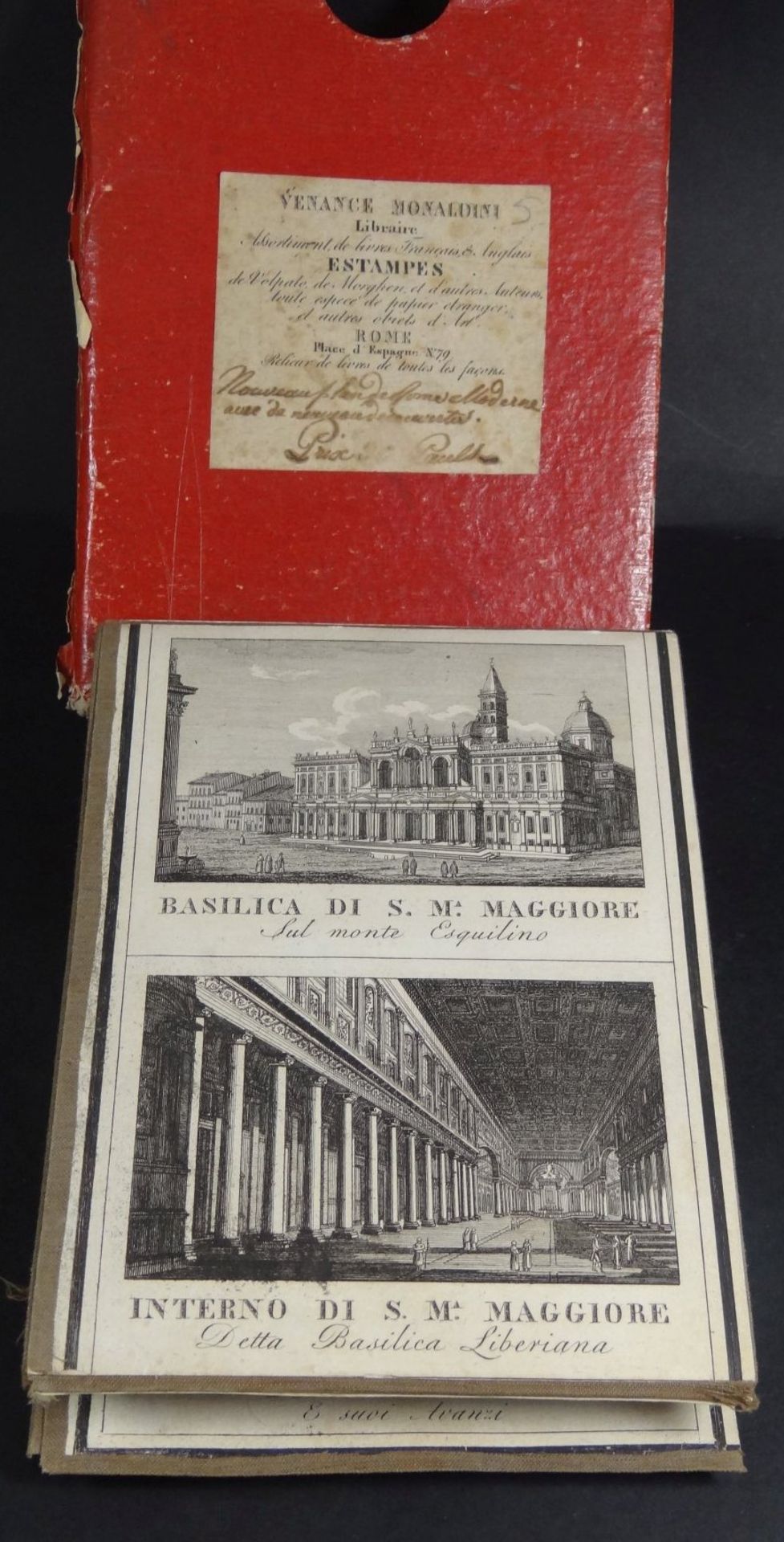 grosse Falt Landkarte "Citta di Roma" 1824, Papier auf Leinen mit Stichen der Sehenswürdigkeiten, - Bild 4 aus 10