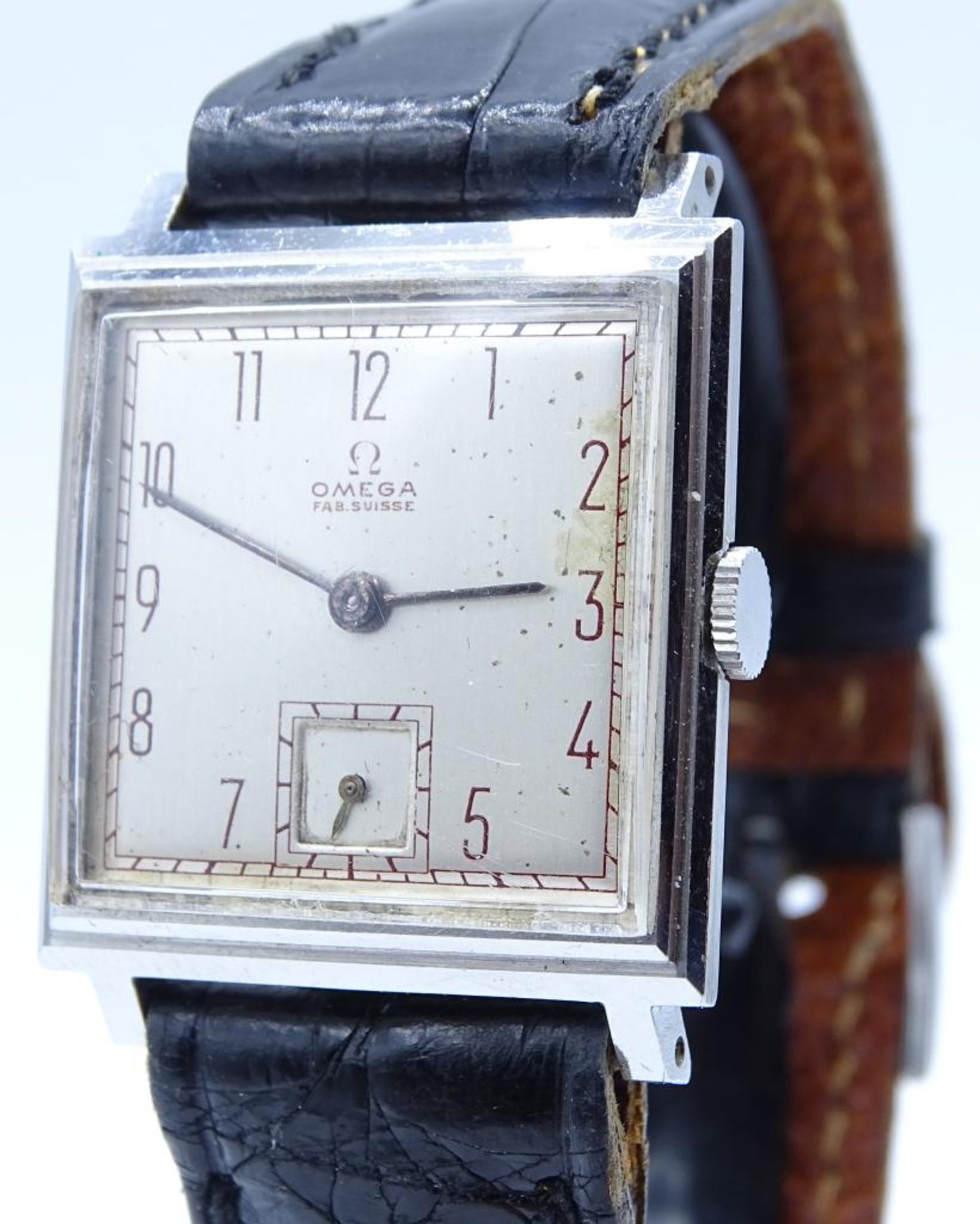 Vintage Armbanduhr "OMEGA",Fab.Suisse,mechanisch,Werk läuft,Edelstahl,Gehäuse 27x25mm,auf Werk Nr. - Bild 4 aus 8