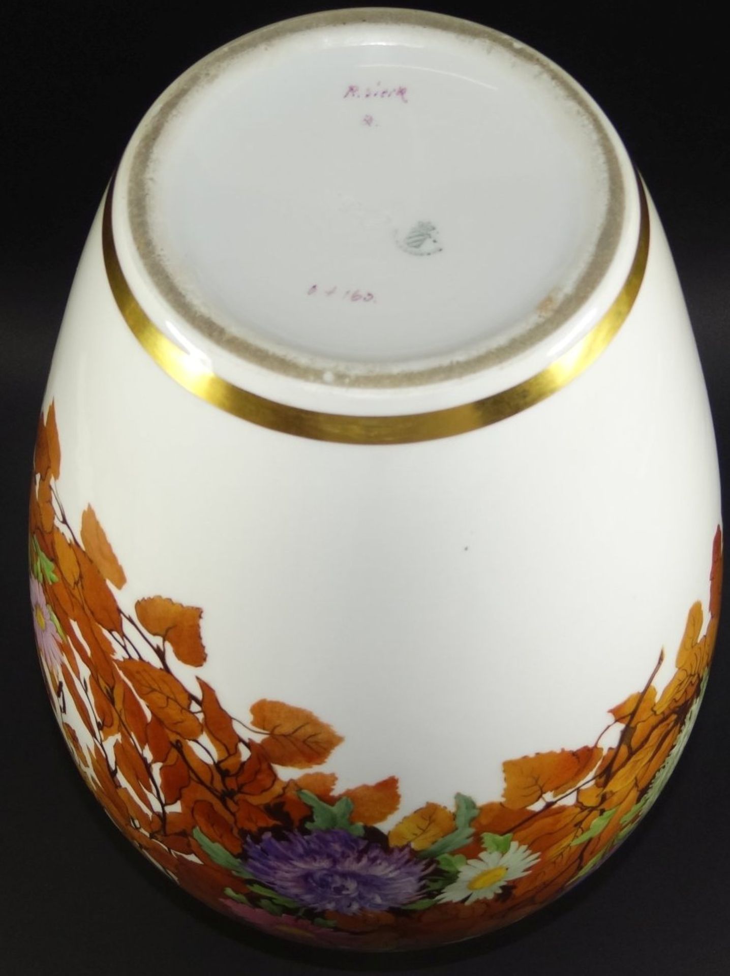 sign. Bodenvase "Nymphenburg" Rudolf SIECK (1877-1957), Herbstblumen, H-40 cm - Bild 5 aus 7